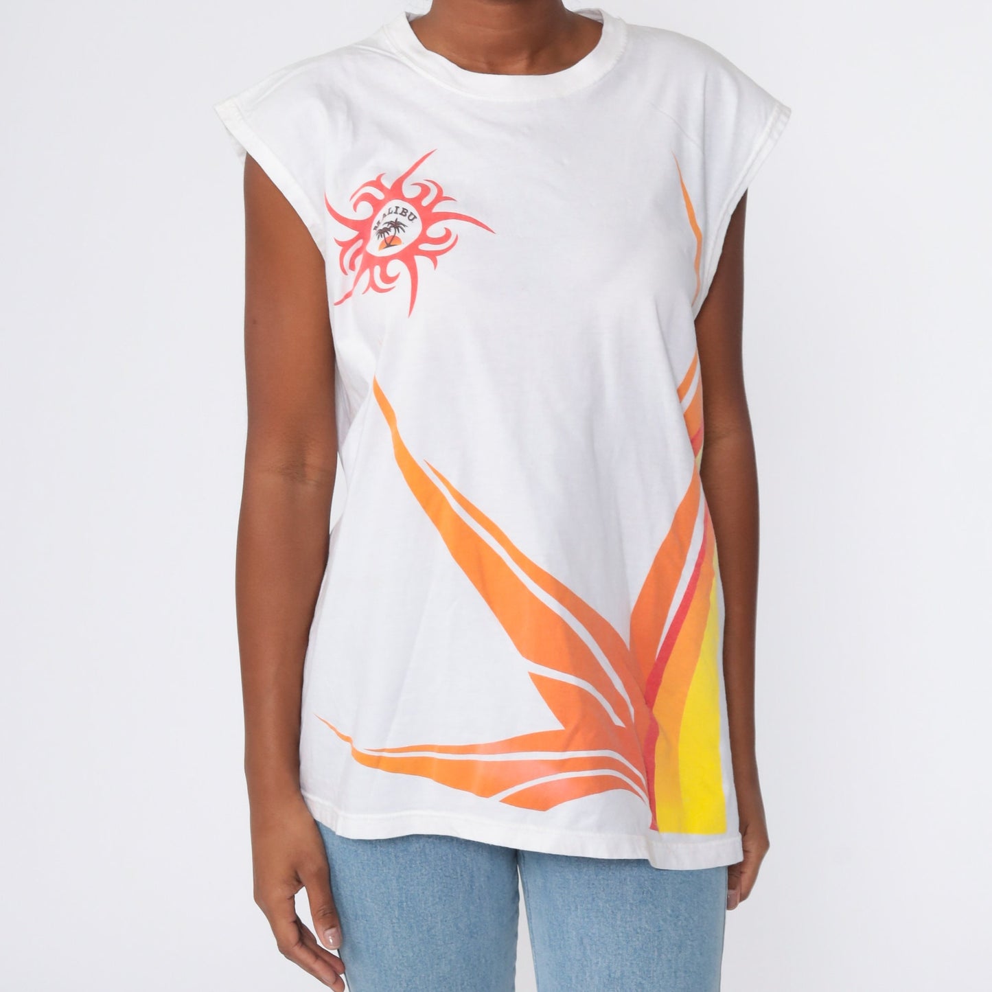 80s Malibu Rum Bird of Paradise Floral Graphic T-Shirt Extra Large XL