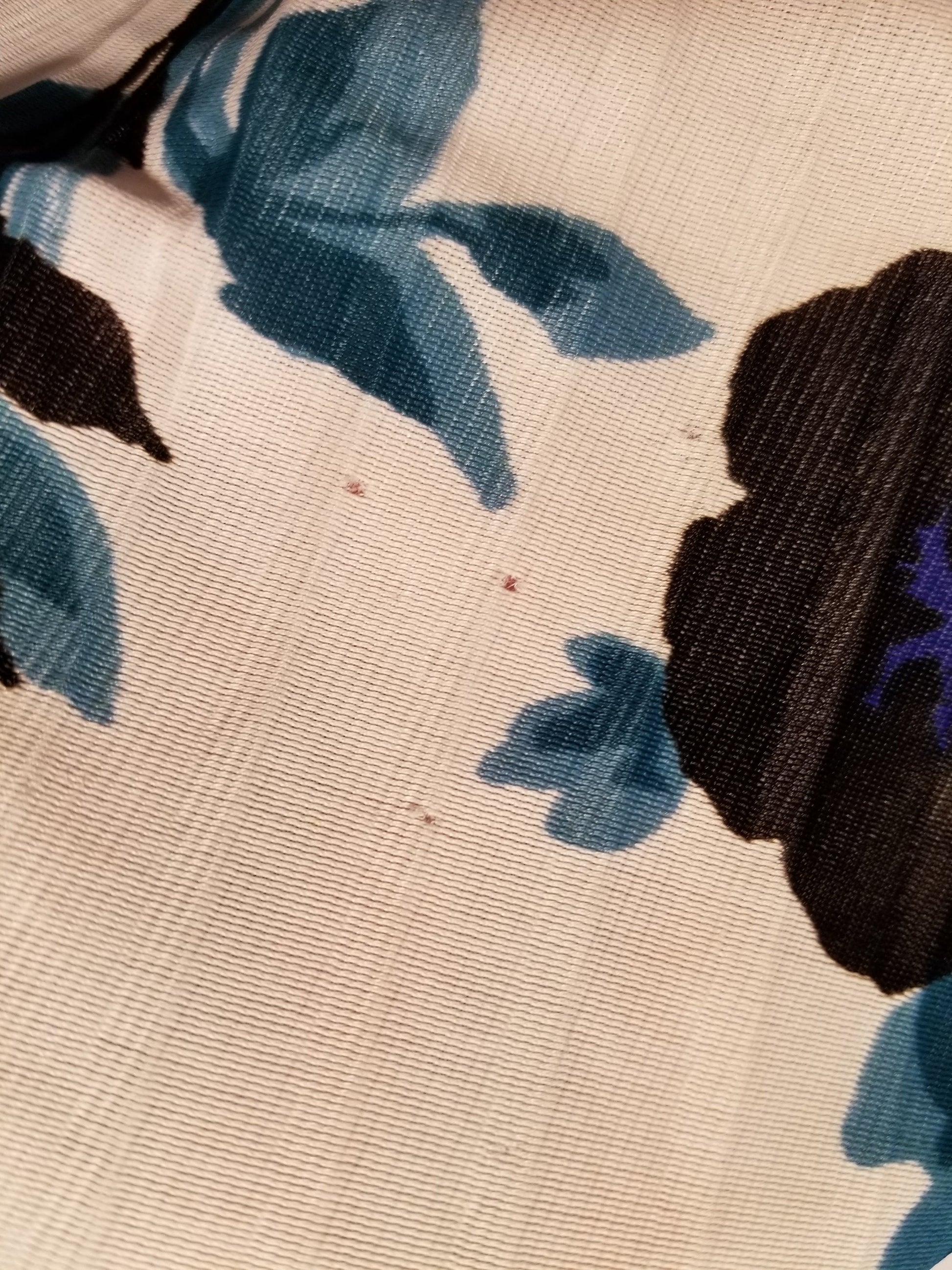 70s Floral Shift Dress Pleated Mini Sleeveless Off-White Blue Large