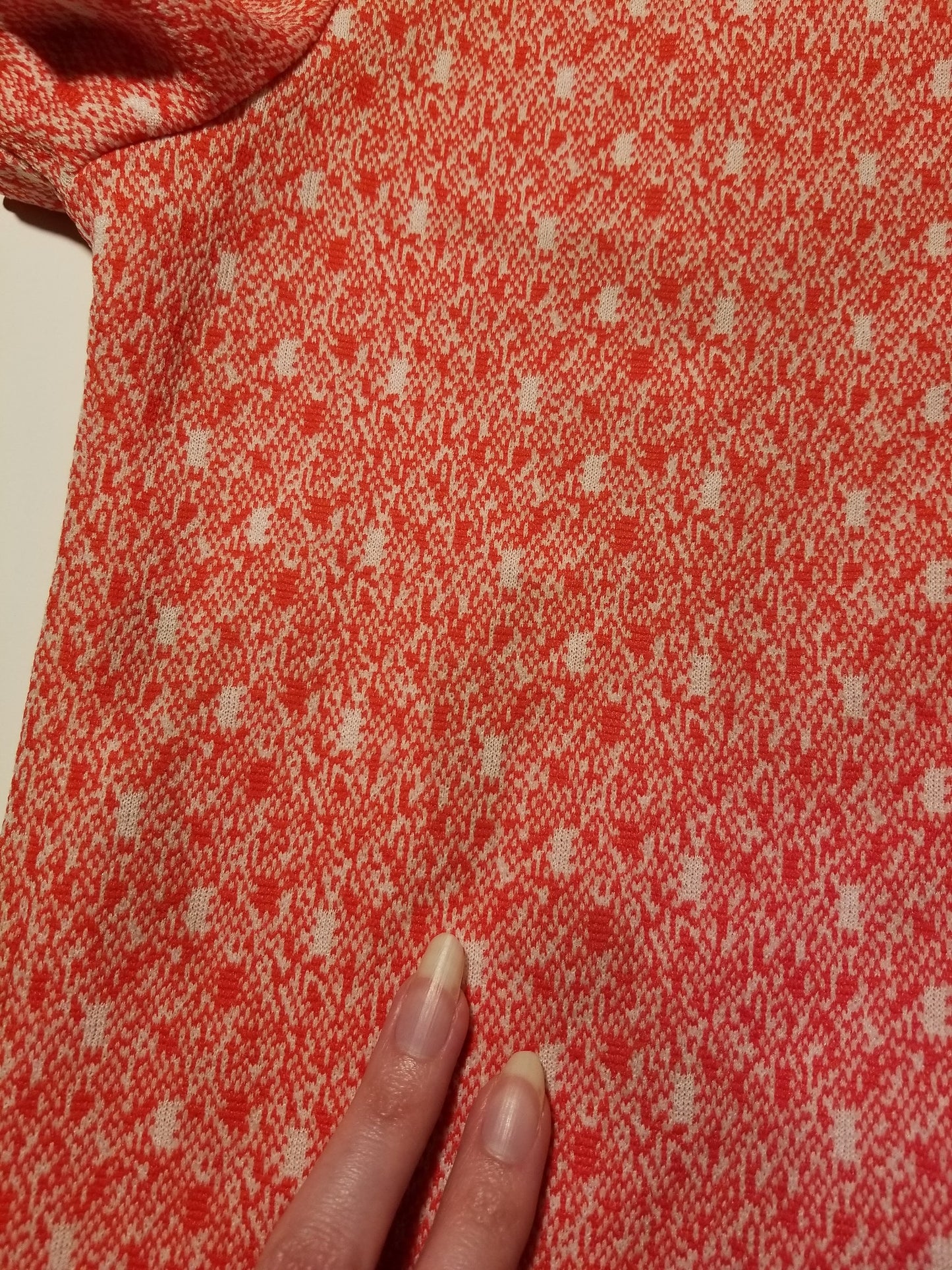 70s Orange Dagger Collar Button-Up Shirt Short Sleeve Small