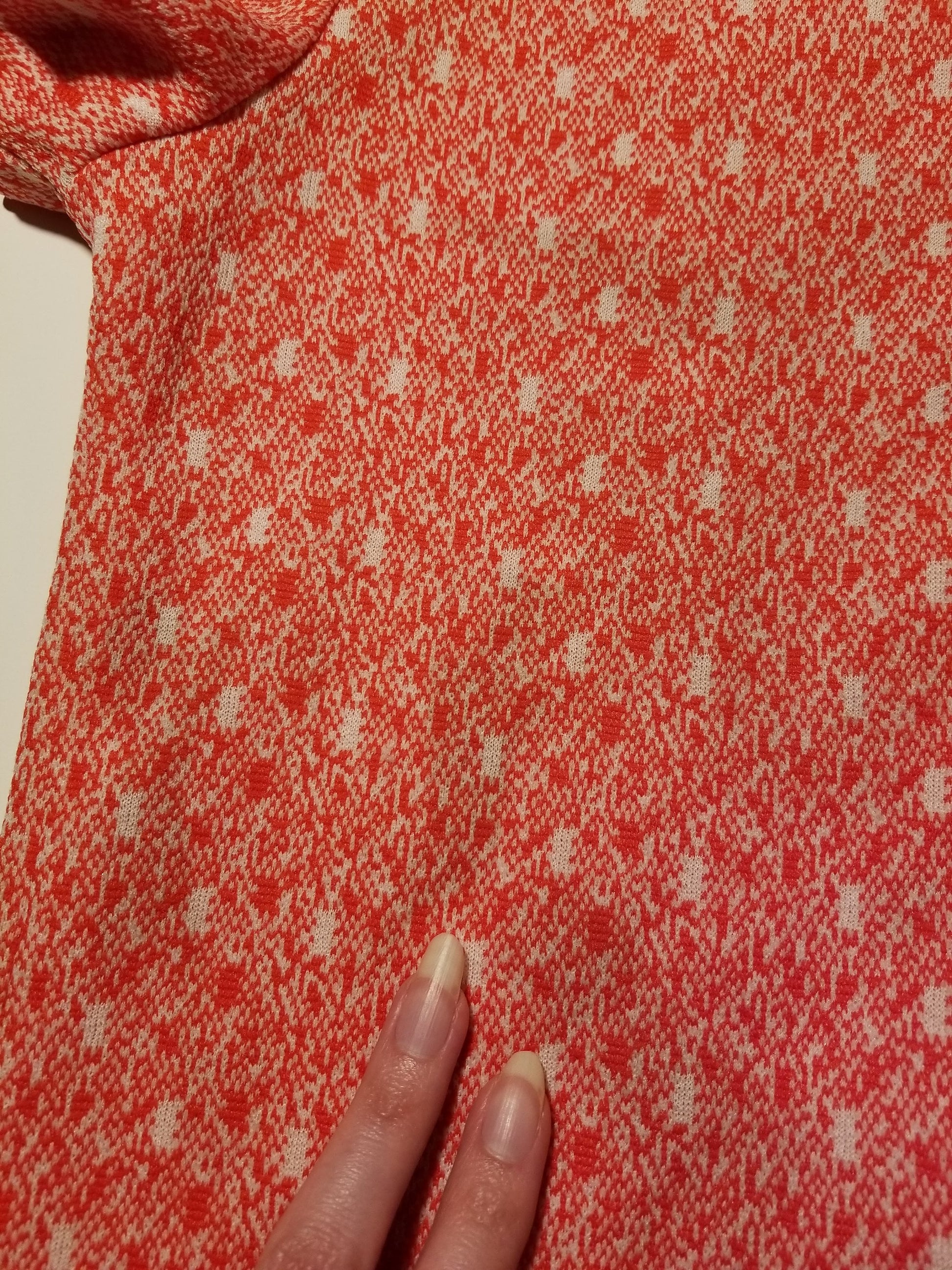 70s Orange Dagger Collar Button-Up Shirt Short Sleeve Small