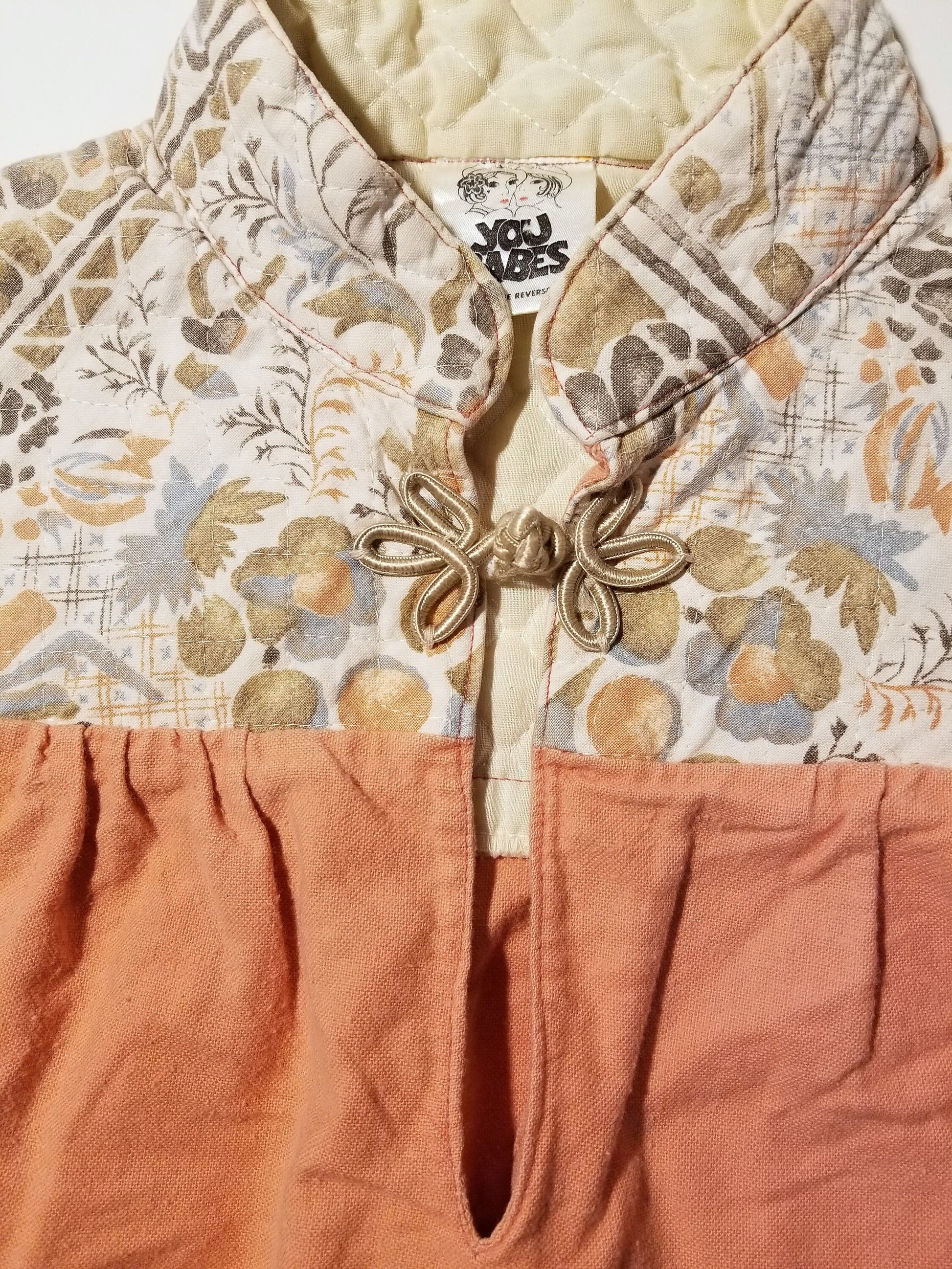 70s You Babes Orange Cotton Tunic Top Wide Sleeve Blouse Extra Small