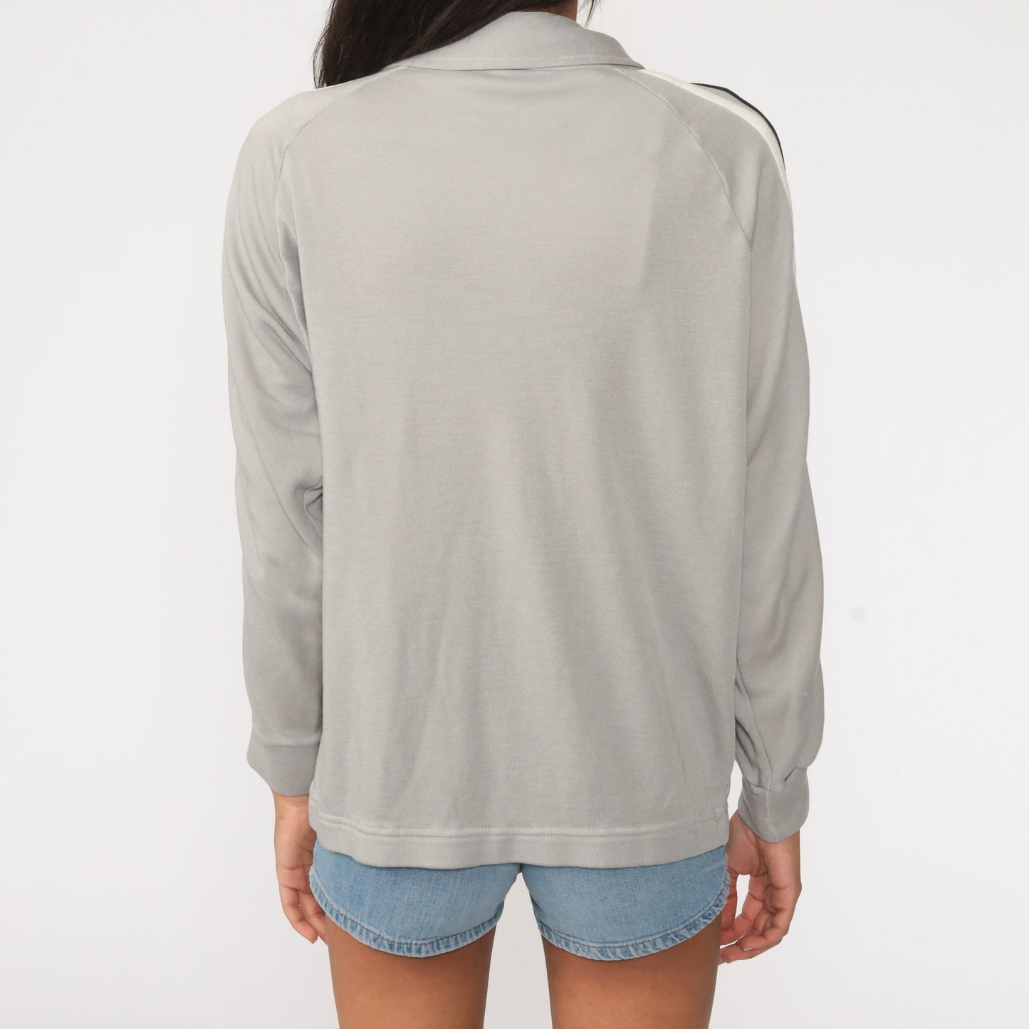 80s Oshman Track Jacket Grey Raglan Zip-Up Warmup Large