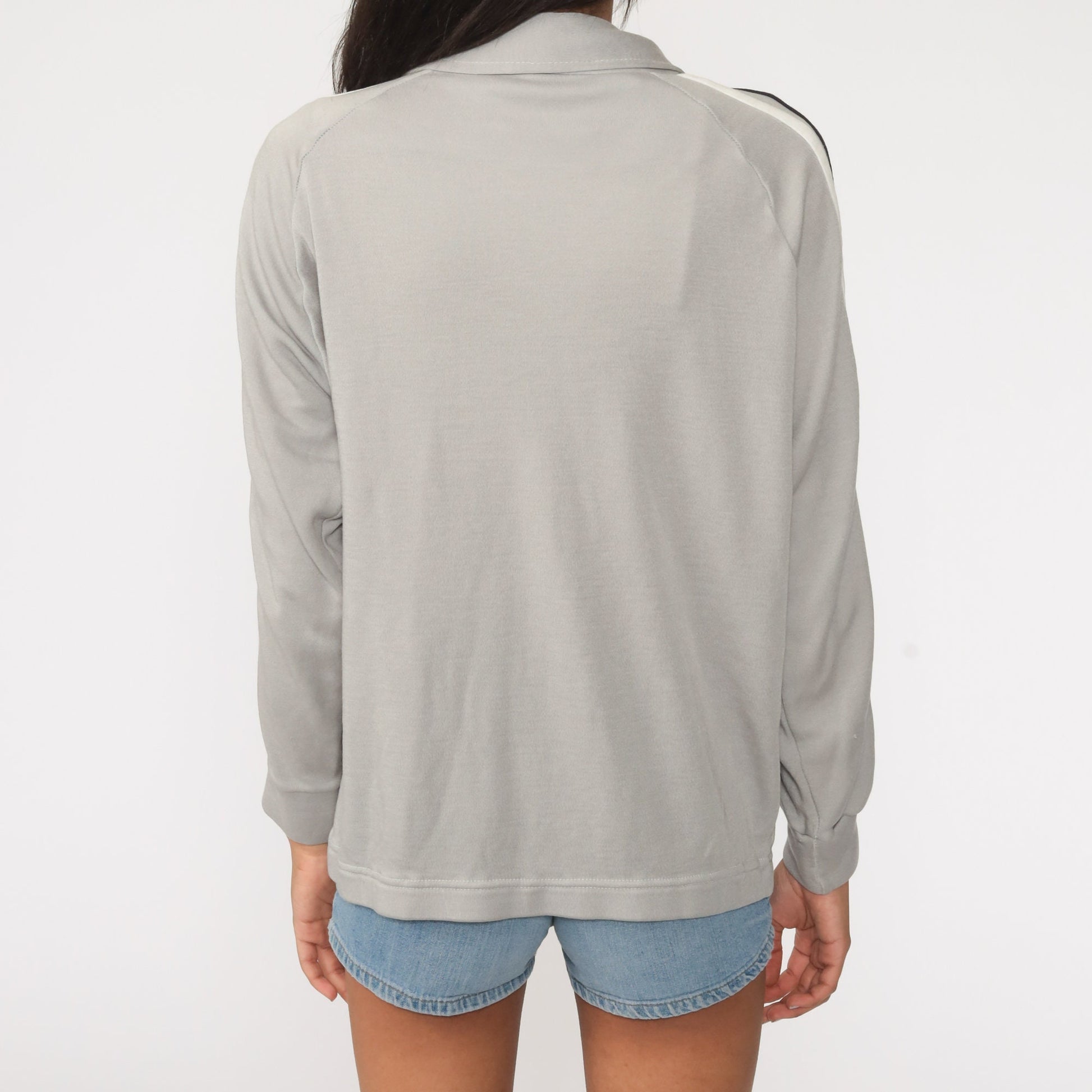 80s Oshman Track Jacket Grey Raglan Zip-Up Warmup Large