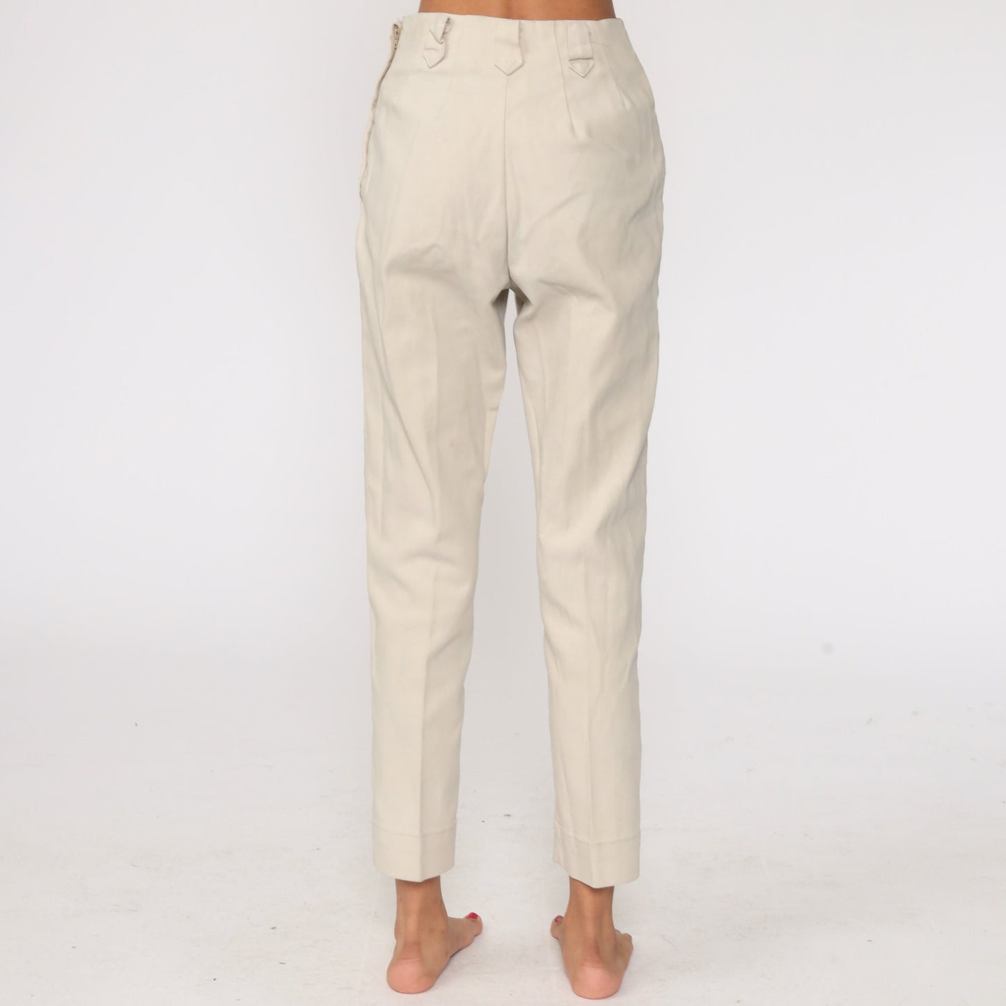 1960s Lee Frontier Lady Beige Denim Ranch Jeans High Waist Side Zipper Extra Small