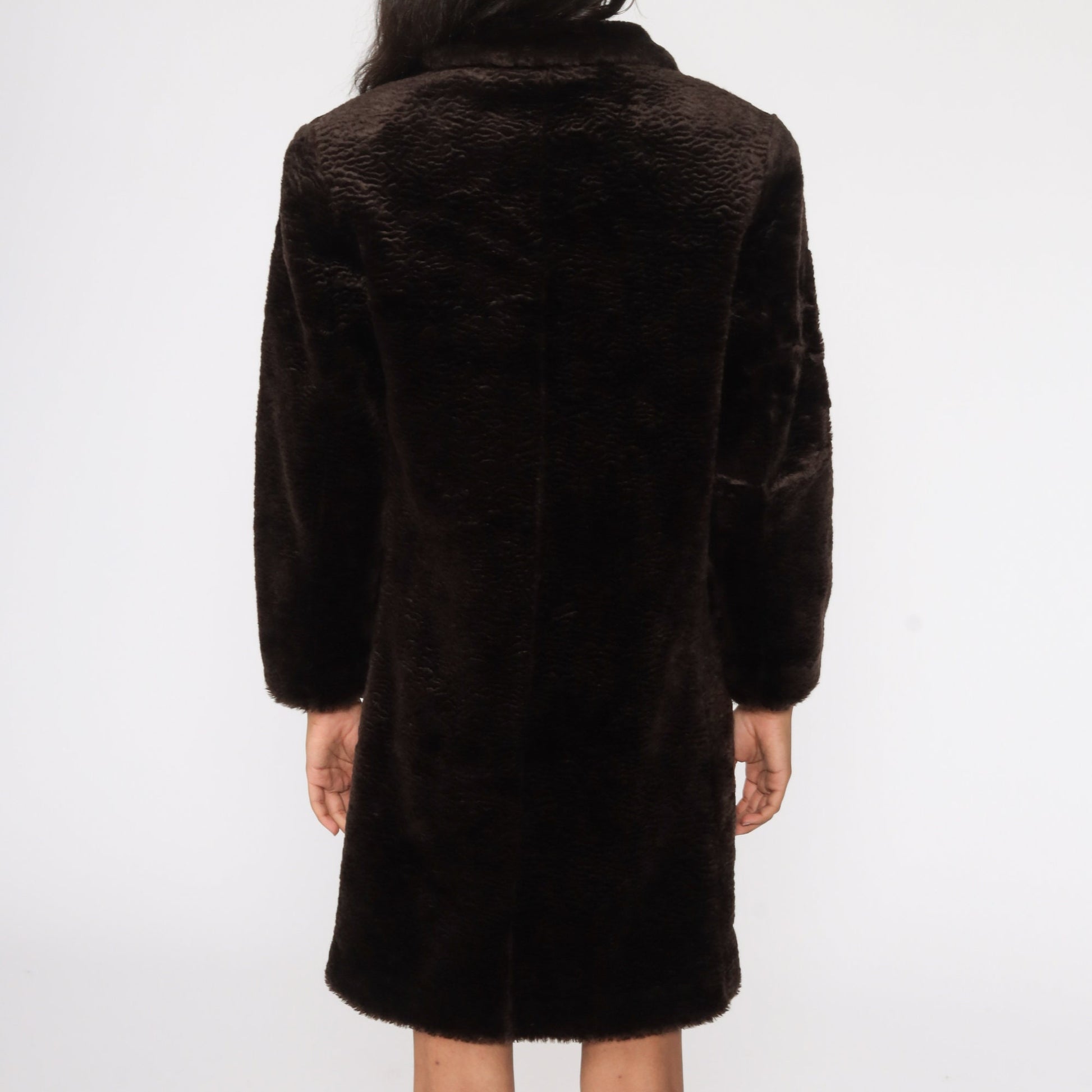90s Brown Faux Fur Jacket Y2K Winter Coat Extra Small XS