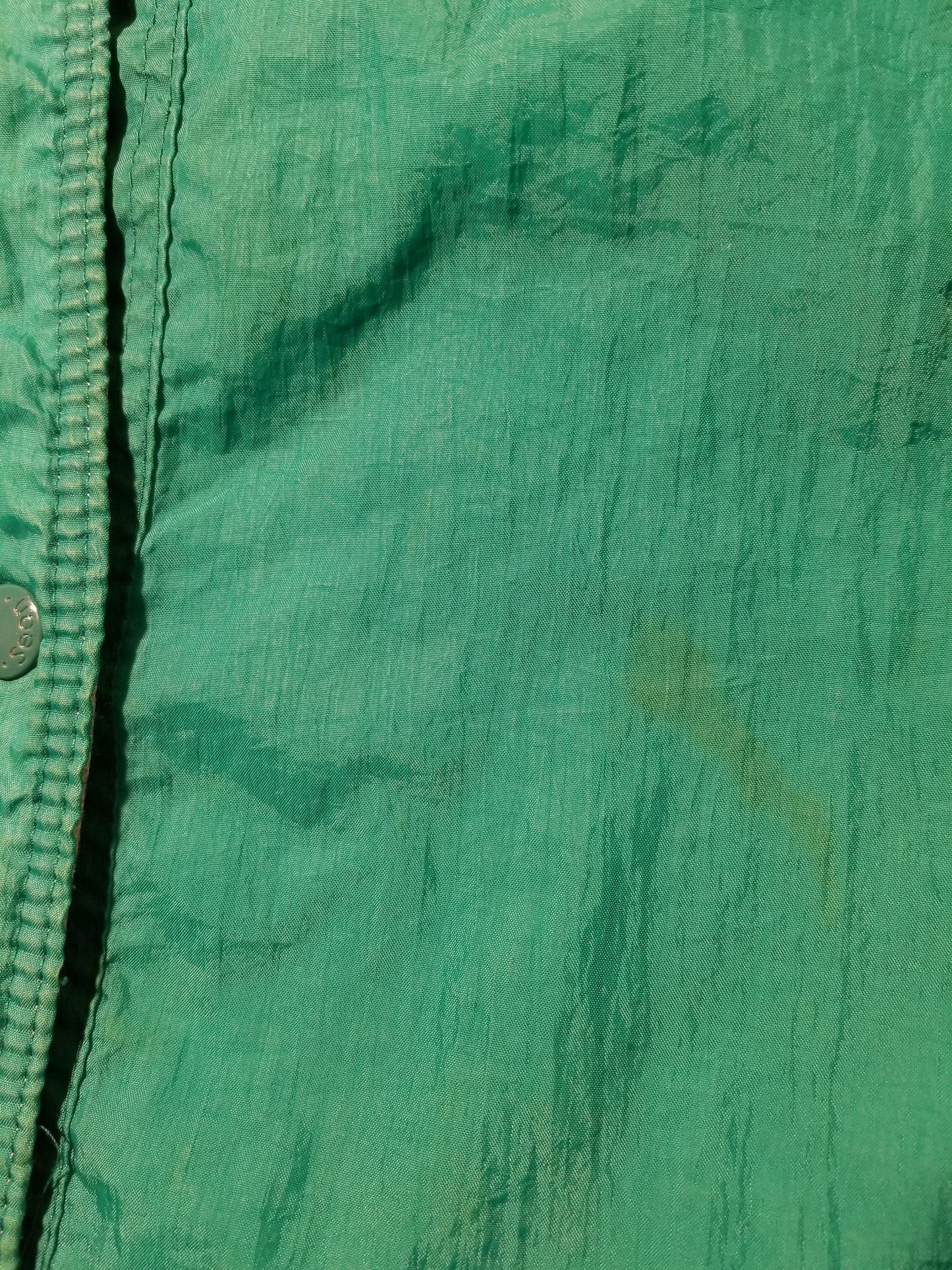 80s Reversible Hooded Windbreaker Nylon Green Grey Color Block Jacket