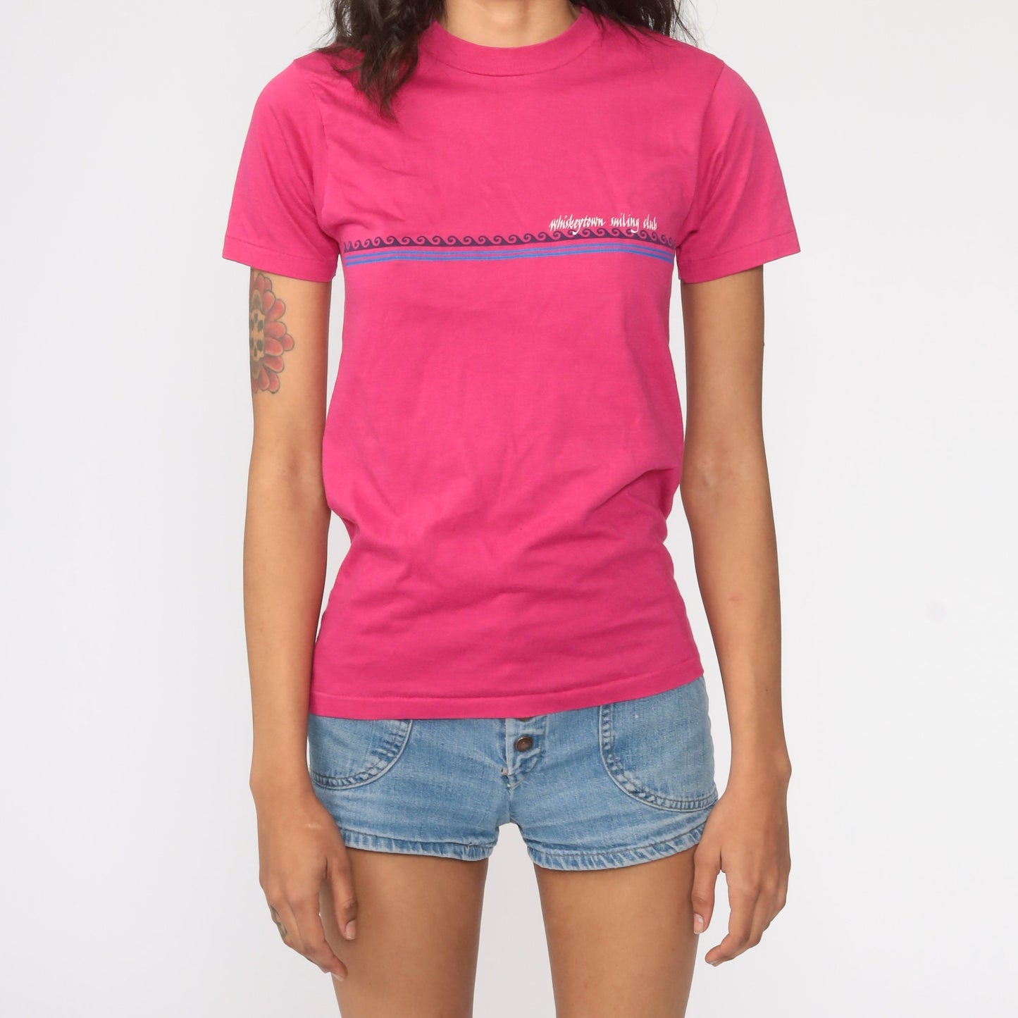80s Whiskeytown Sailing Club Graphic Tee Hot Pink Sailboat Extra Small