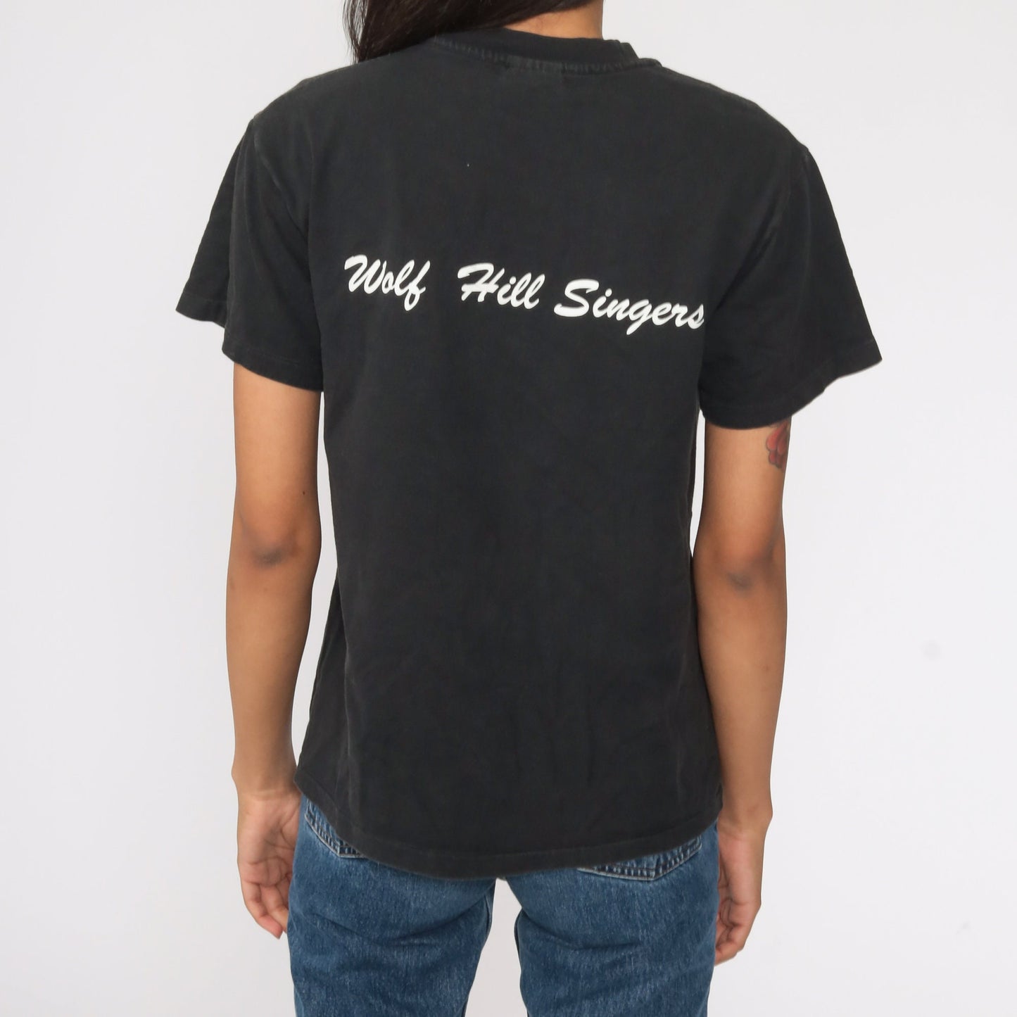 90s Hanes Music Note Graphic T-Shirt Black Cotton Tee Extra Small