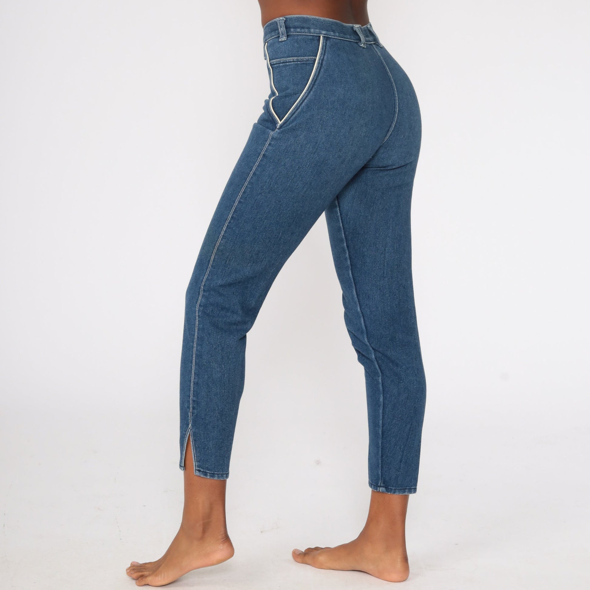 90s Jeanjer High Waist Skinny Jeans Blue Denim Small 27