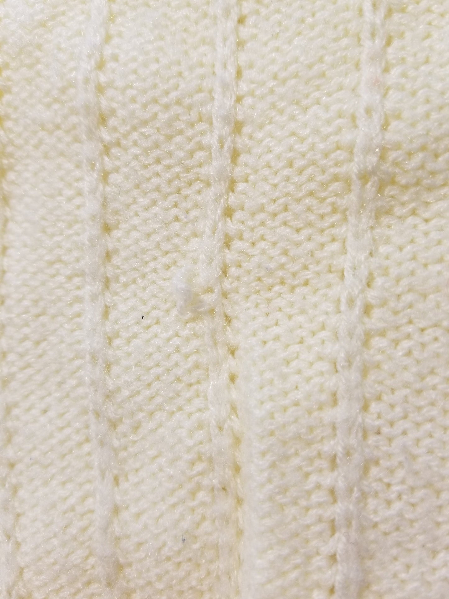 80s Cream V-Neck Knit Sweater Pointelle Slouchy Pullover Medium