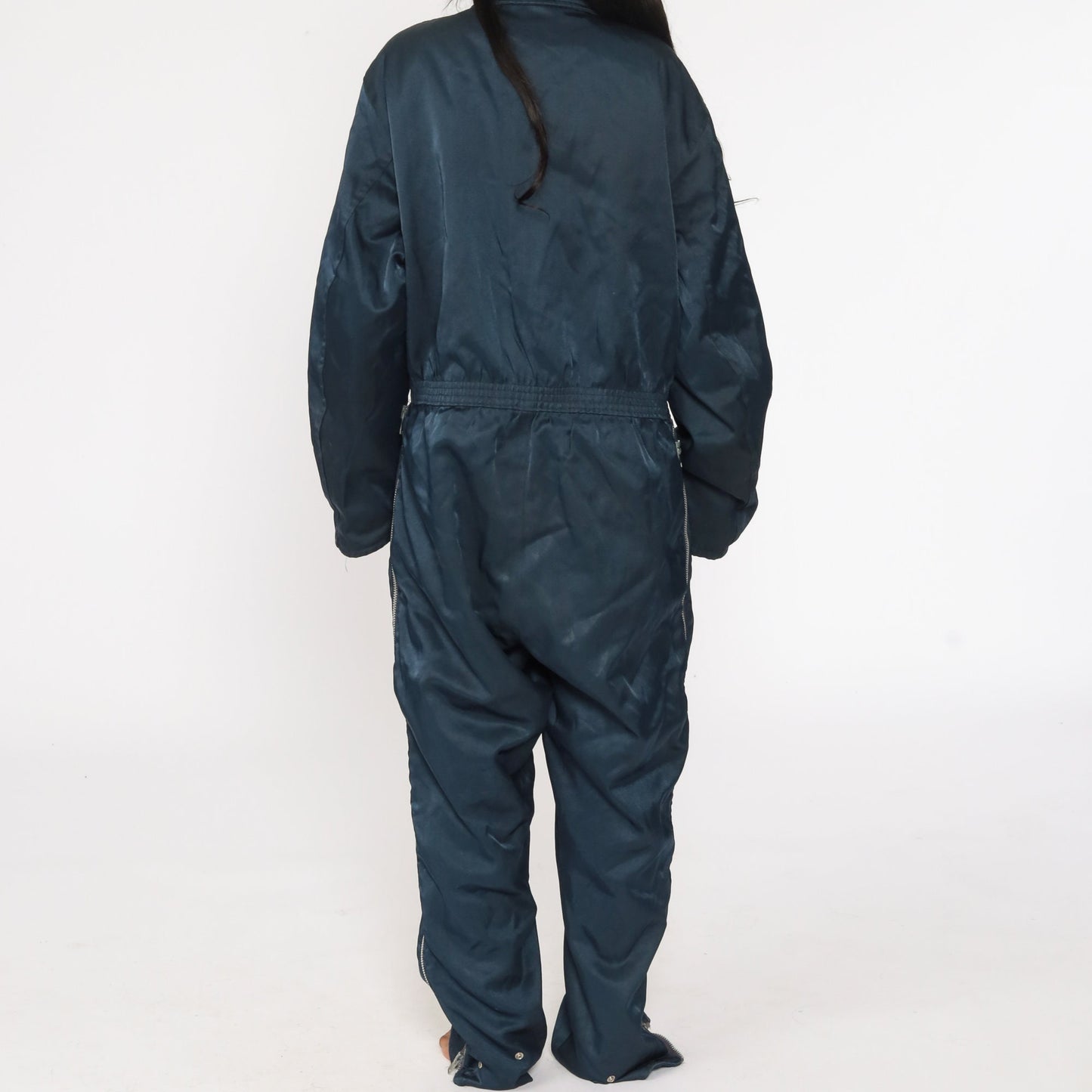 80s Navy Coveralls Workwear Jumpsuit Long Sleeve Quilted Lining Extra Large XL