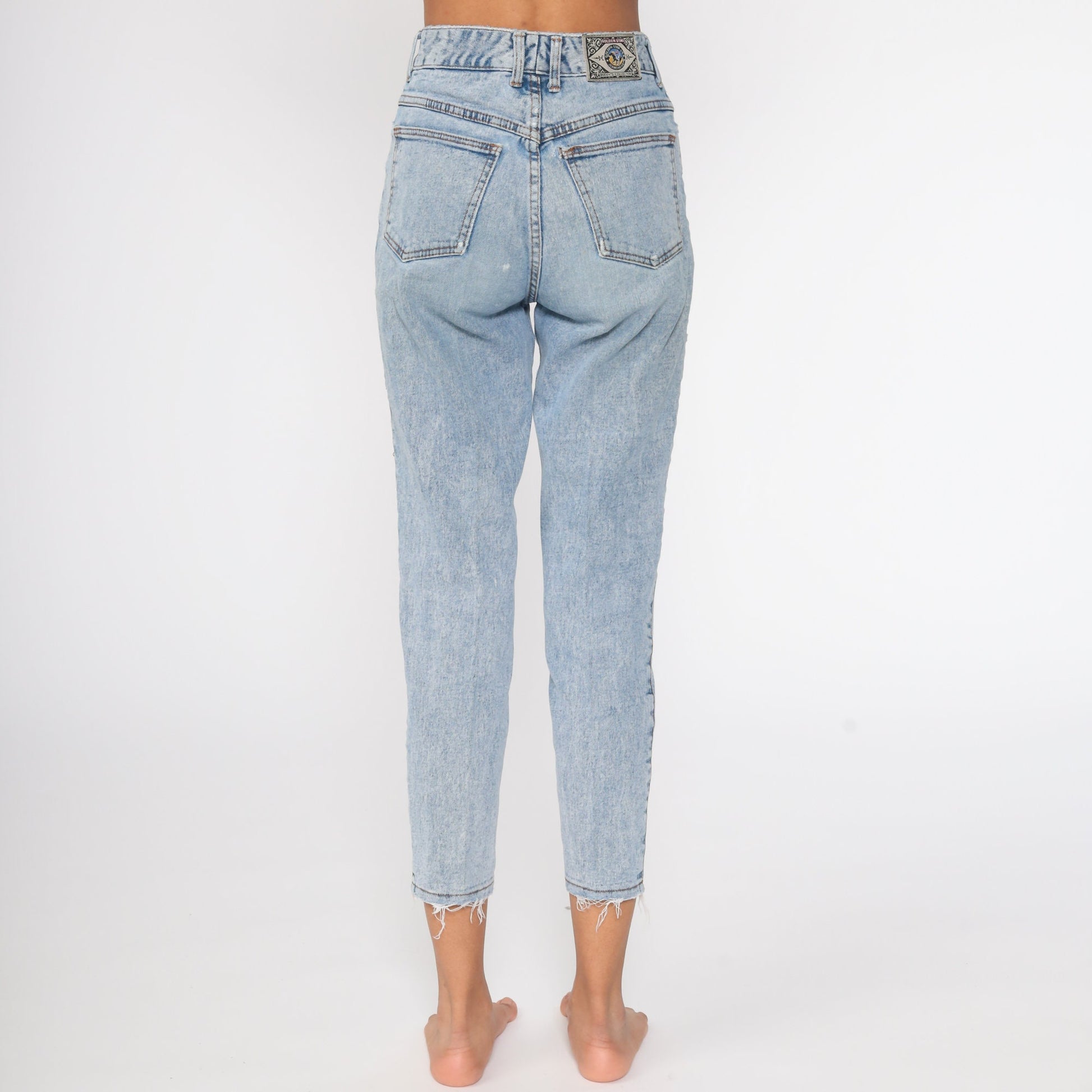 80s Acid Wash High Waist Mom Jeans Blue Denim Small 26