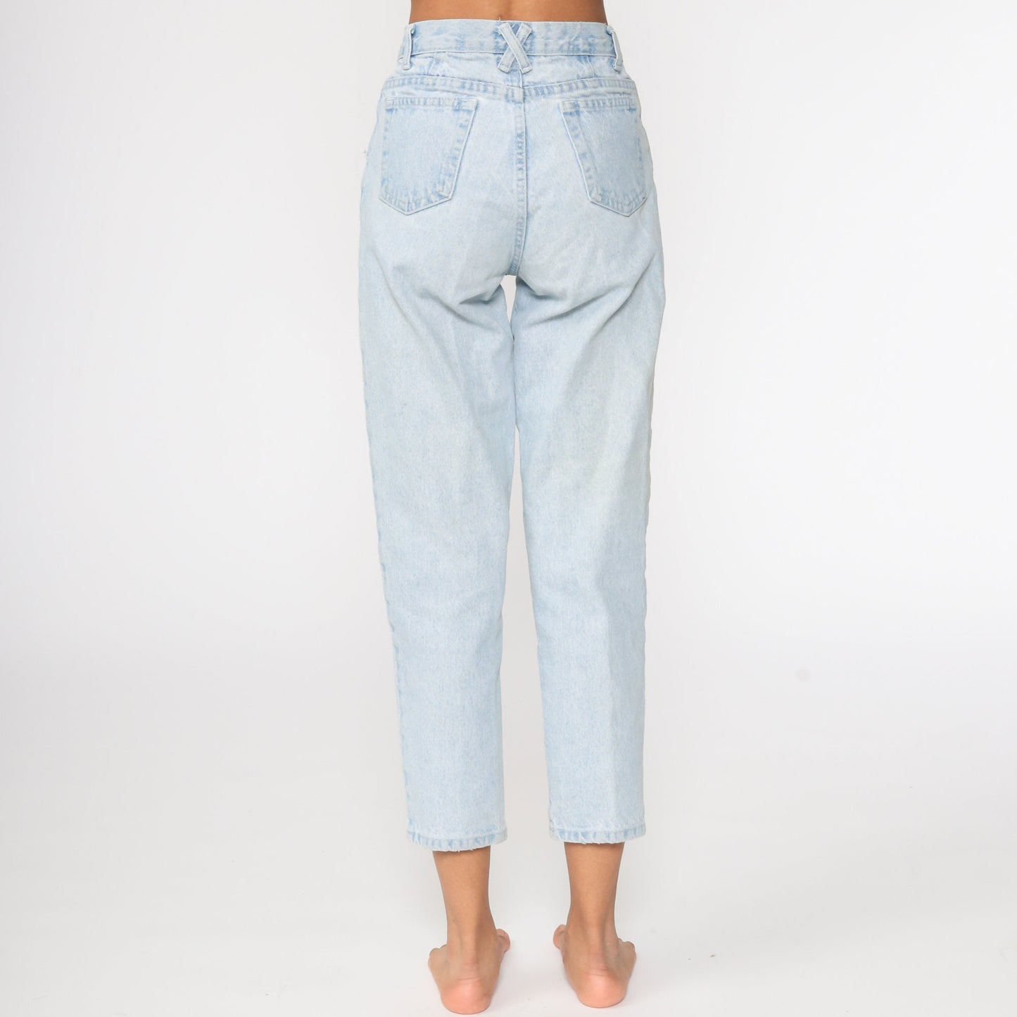 90s High Rise Tapered Denim Jeans Blue Vintage Mom Jeans Small 26
