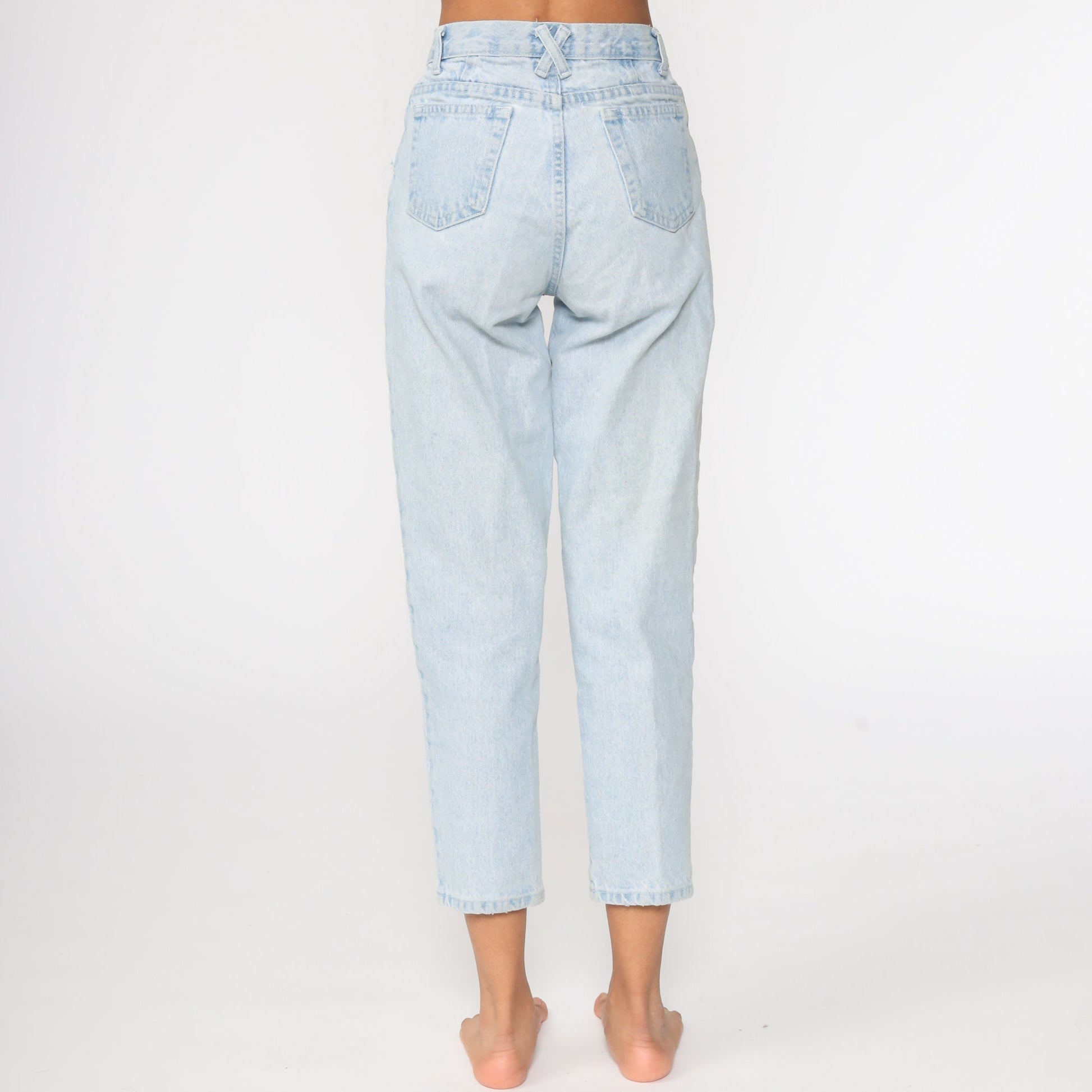 90s High Rise Tapered Denim Jeans Blue Vintage Mom Jeans Small 26