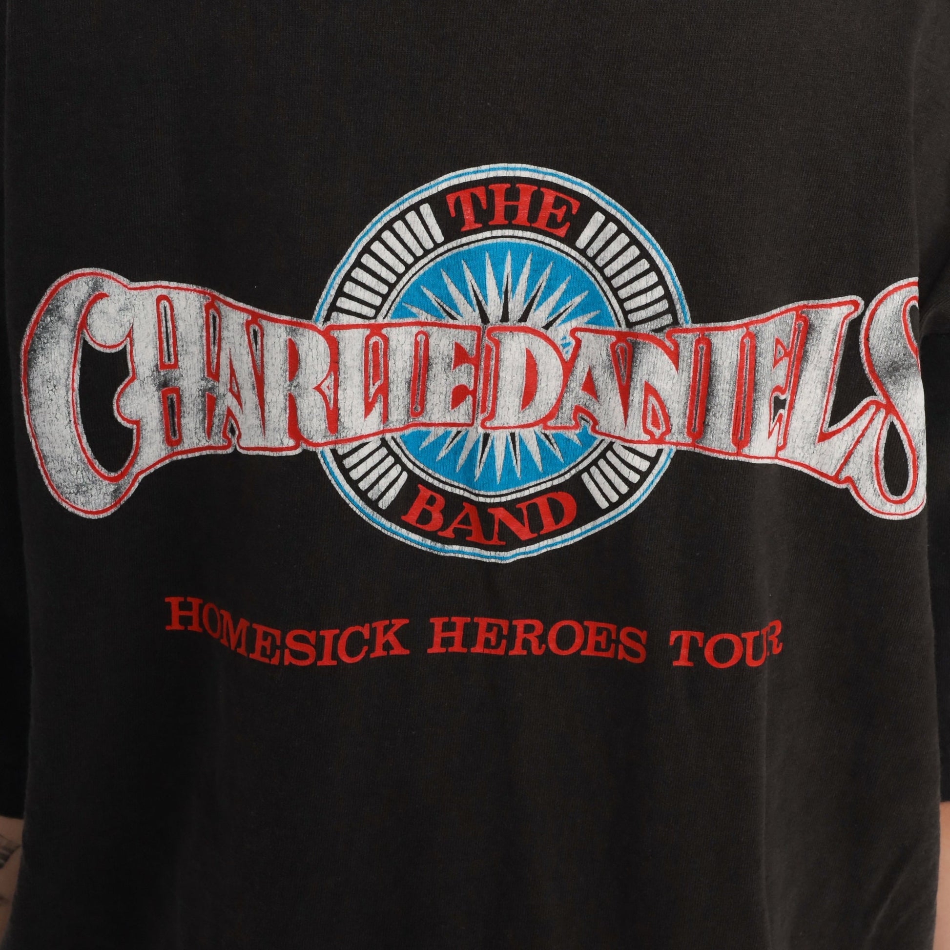 80s Charlie Daniels Band Homesick Heroes Tour Tee Black Cotton Extra Large