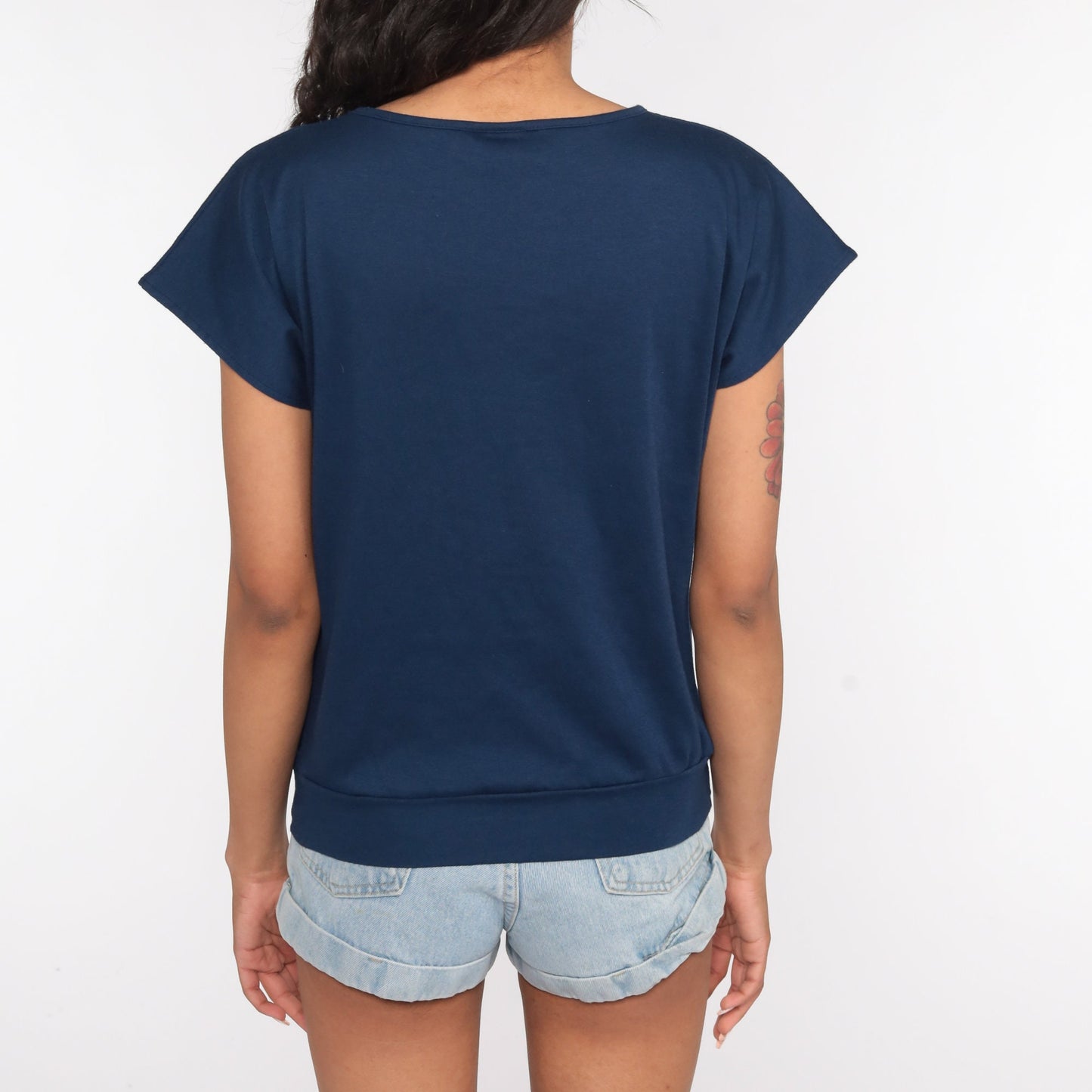 80s Navy Anchor Shirt Short Sleeve Slouchy Nautical Top Medium Large