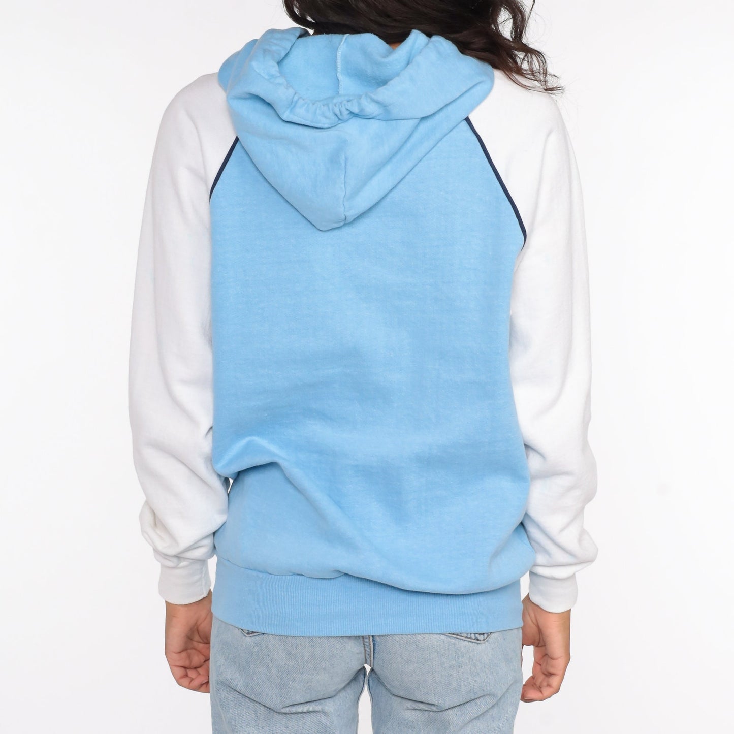 80s Windsor Ontario Canada Hoodie Sweatshirt Baby Blue Graphic Small