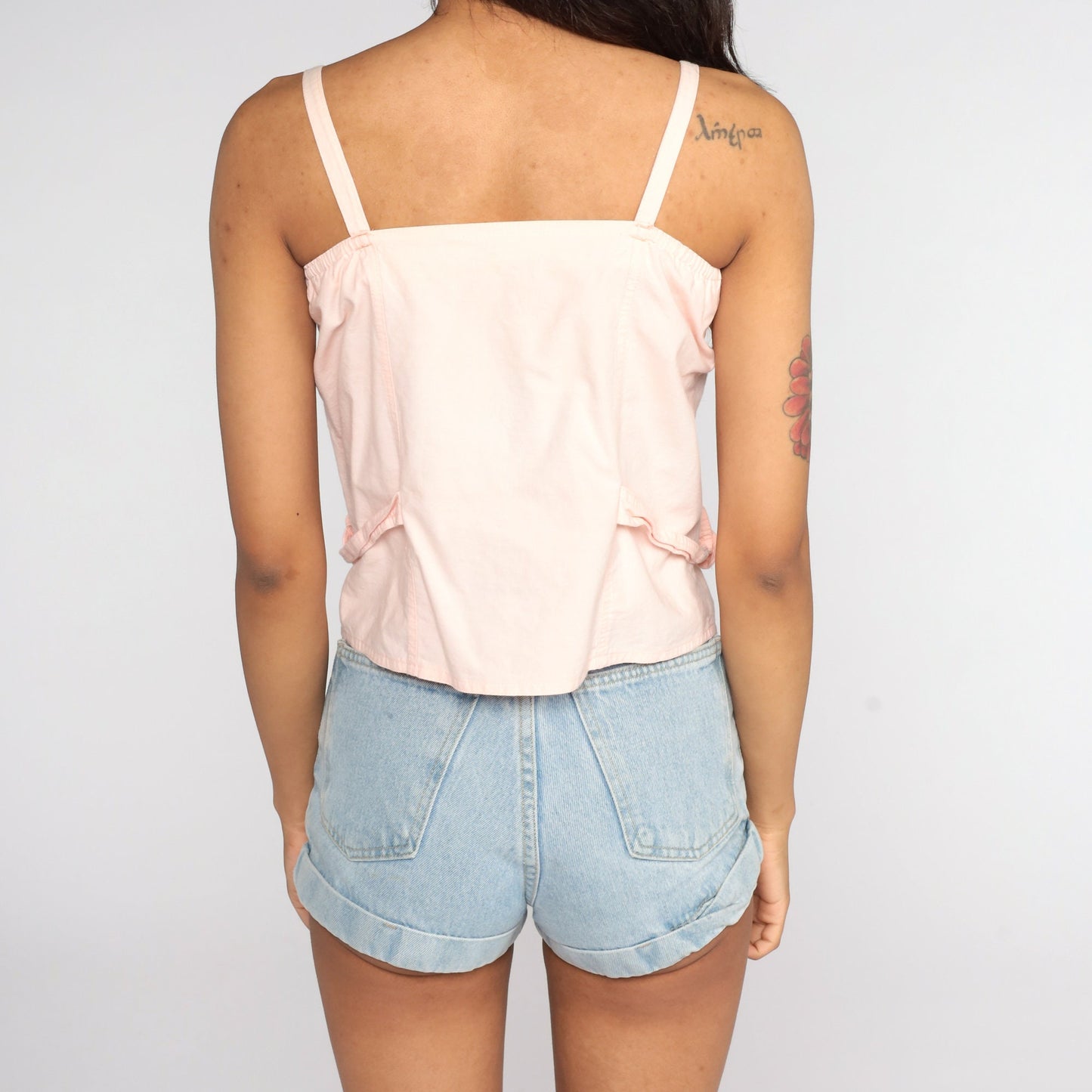 80s Baby Pink Button-Up Tank Top Extra Small XS