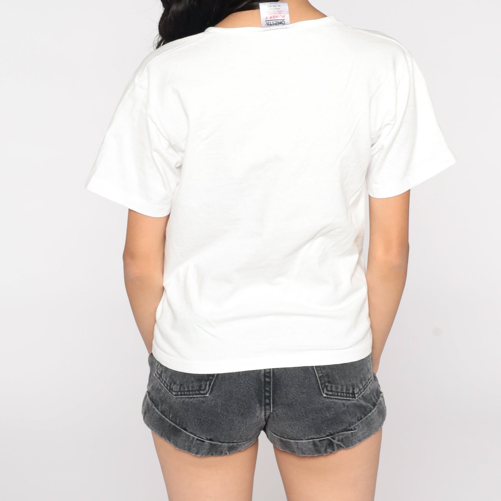90s Floral T-Shirt White Pink Graphic Tee Cotton Small