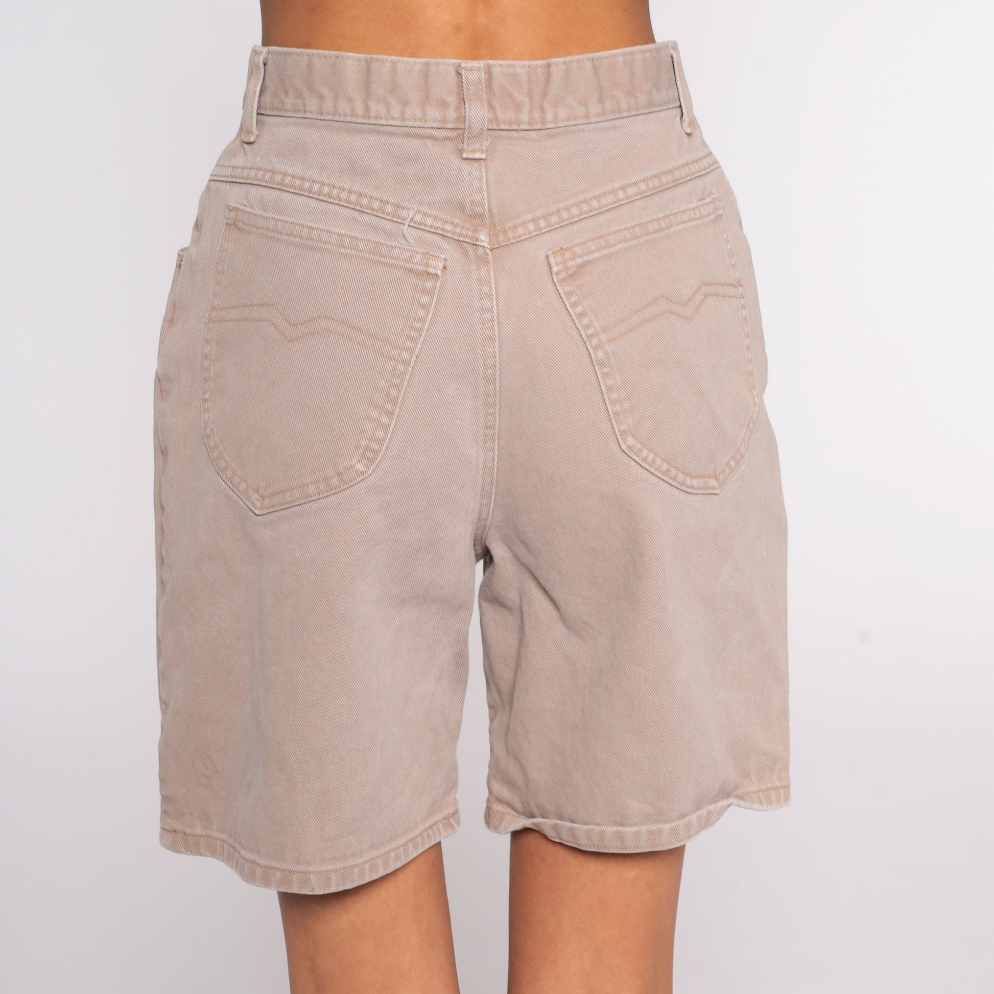 90s Cenza Tan Denim Shorts High Waisted Pleated Jean Bermuda Small