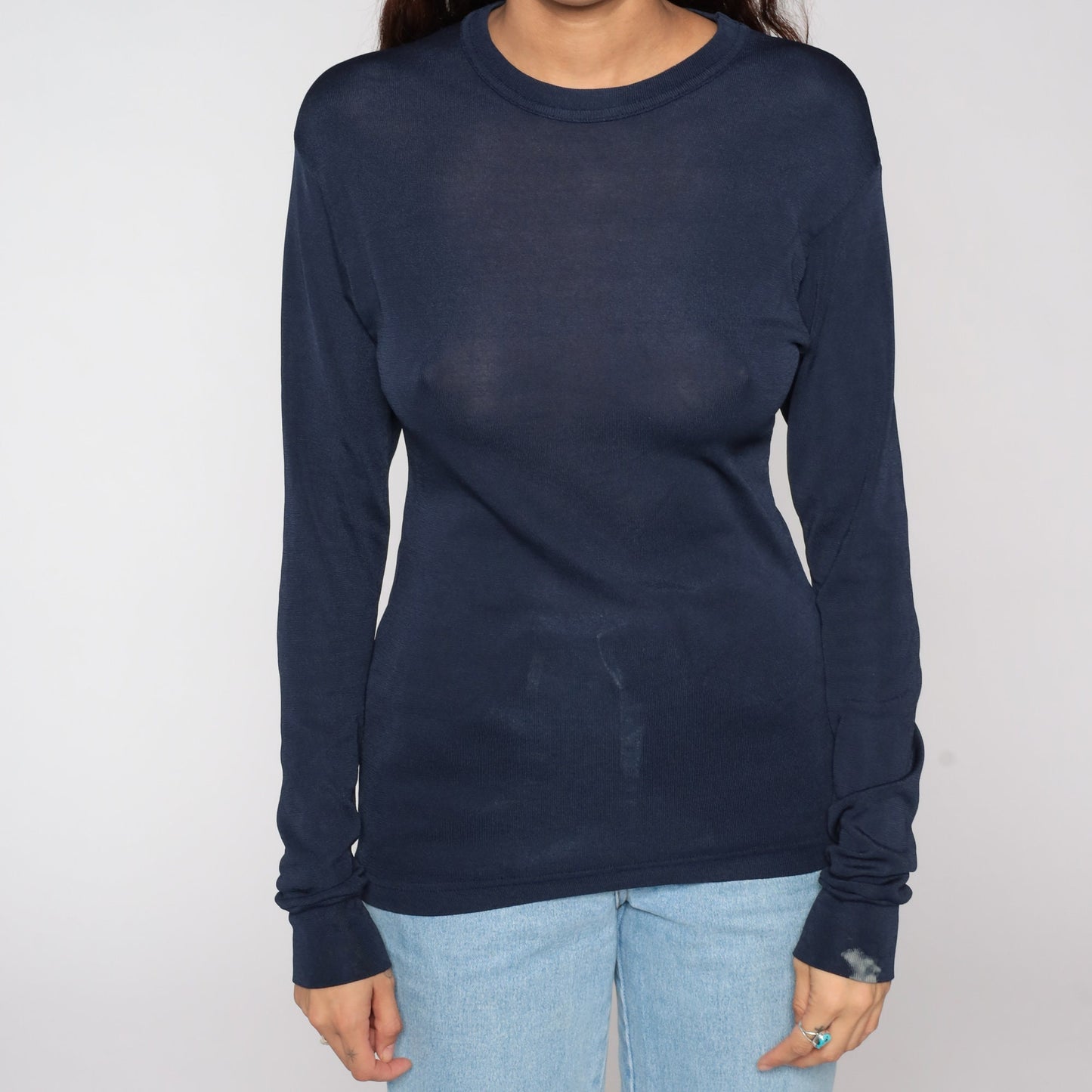 70s Navy Thermal Long Sleeve Undershirt Medium