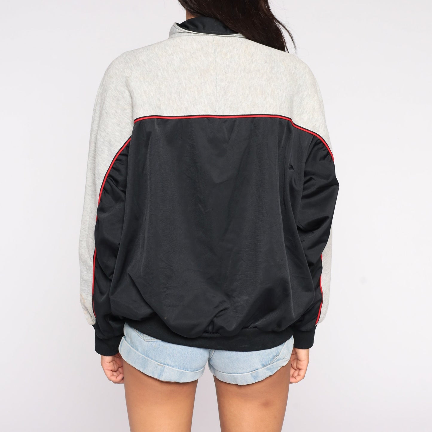 80s Puma Track Jacket Zip Up Sweatshirt Grey Black Striped Extra Large XL