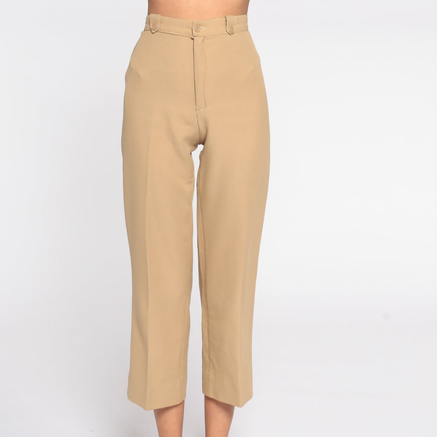 70s Tan High-Rise Straight Leg Pants Cropped Extra Small