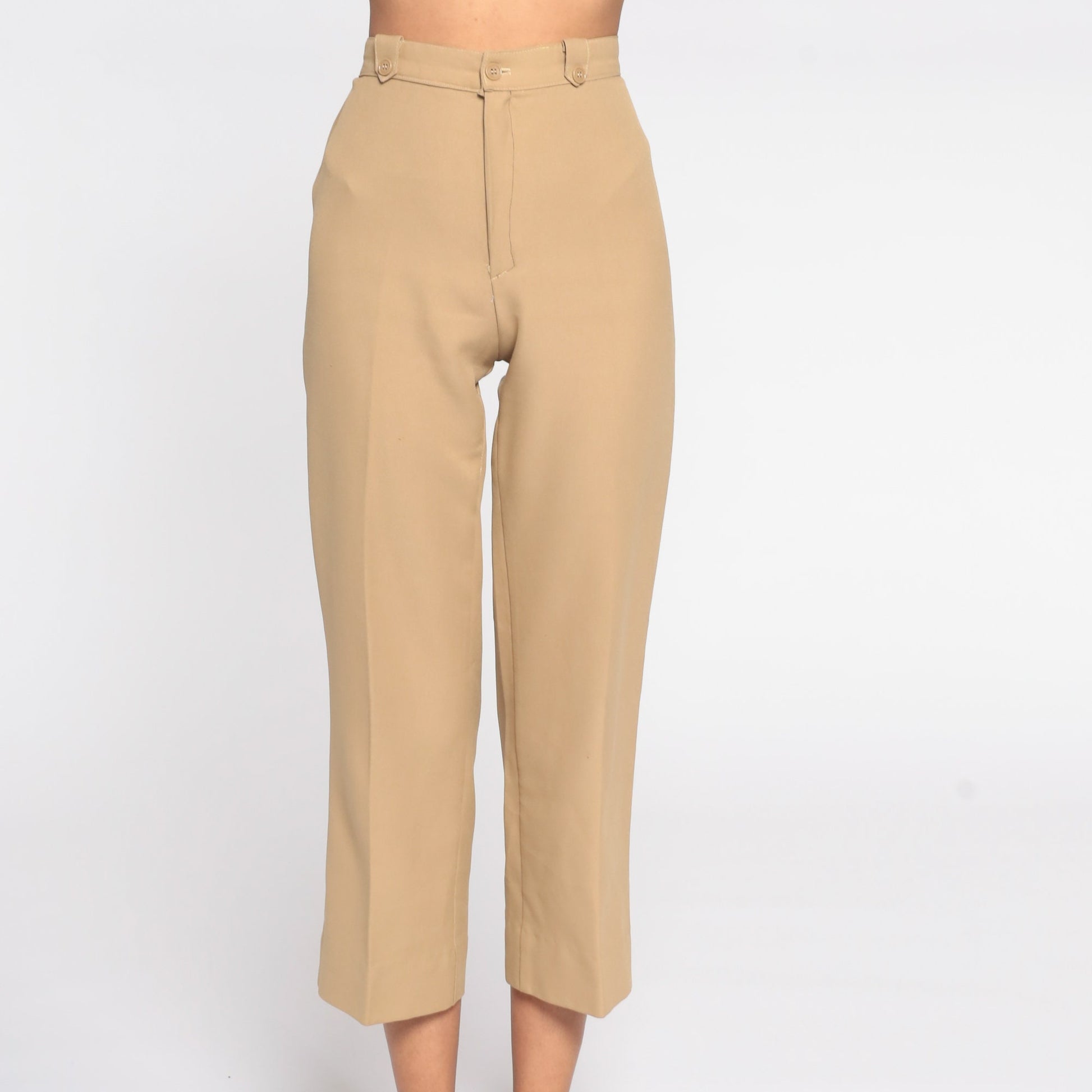 70s Tan High-Rise Straight Leg Pants Cropped Extra Small