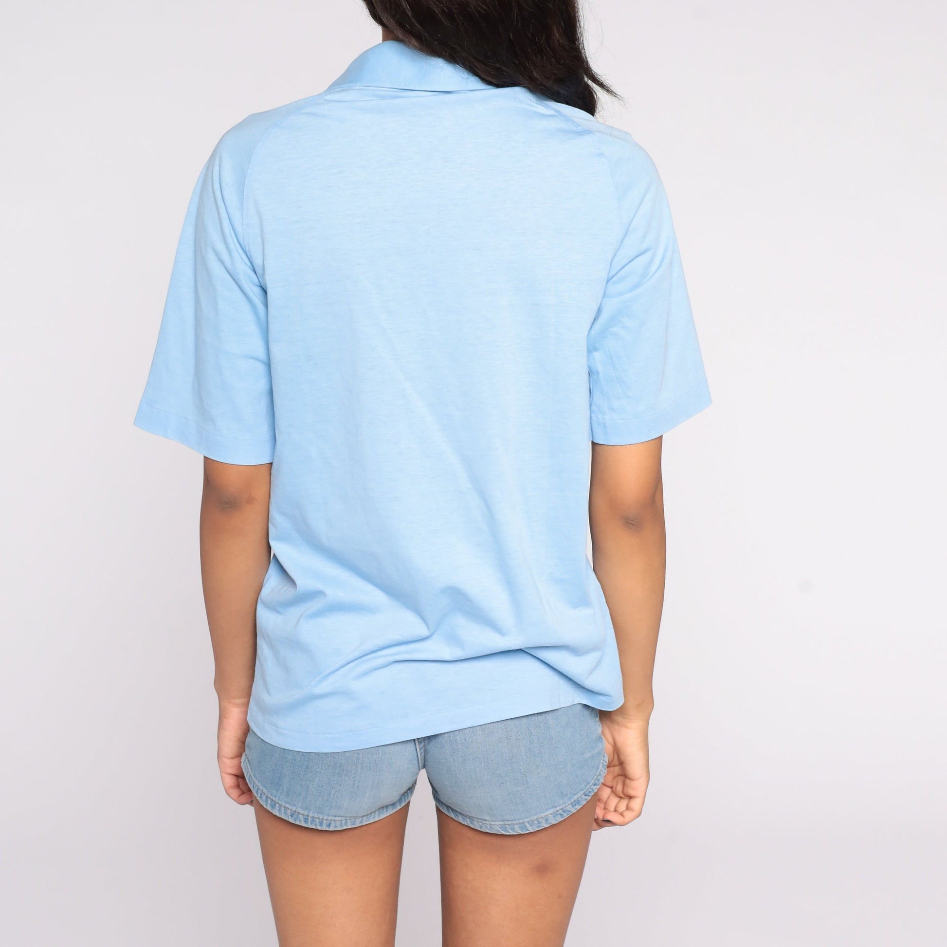 80s Munsingwear Grand Slam Polo Shirt Blue Half-Button Small