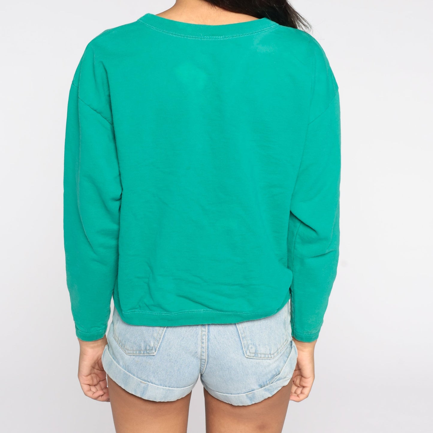 80s Green Button-Up Cardigan Sweatshirt Cotton Blend Large