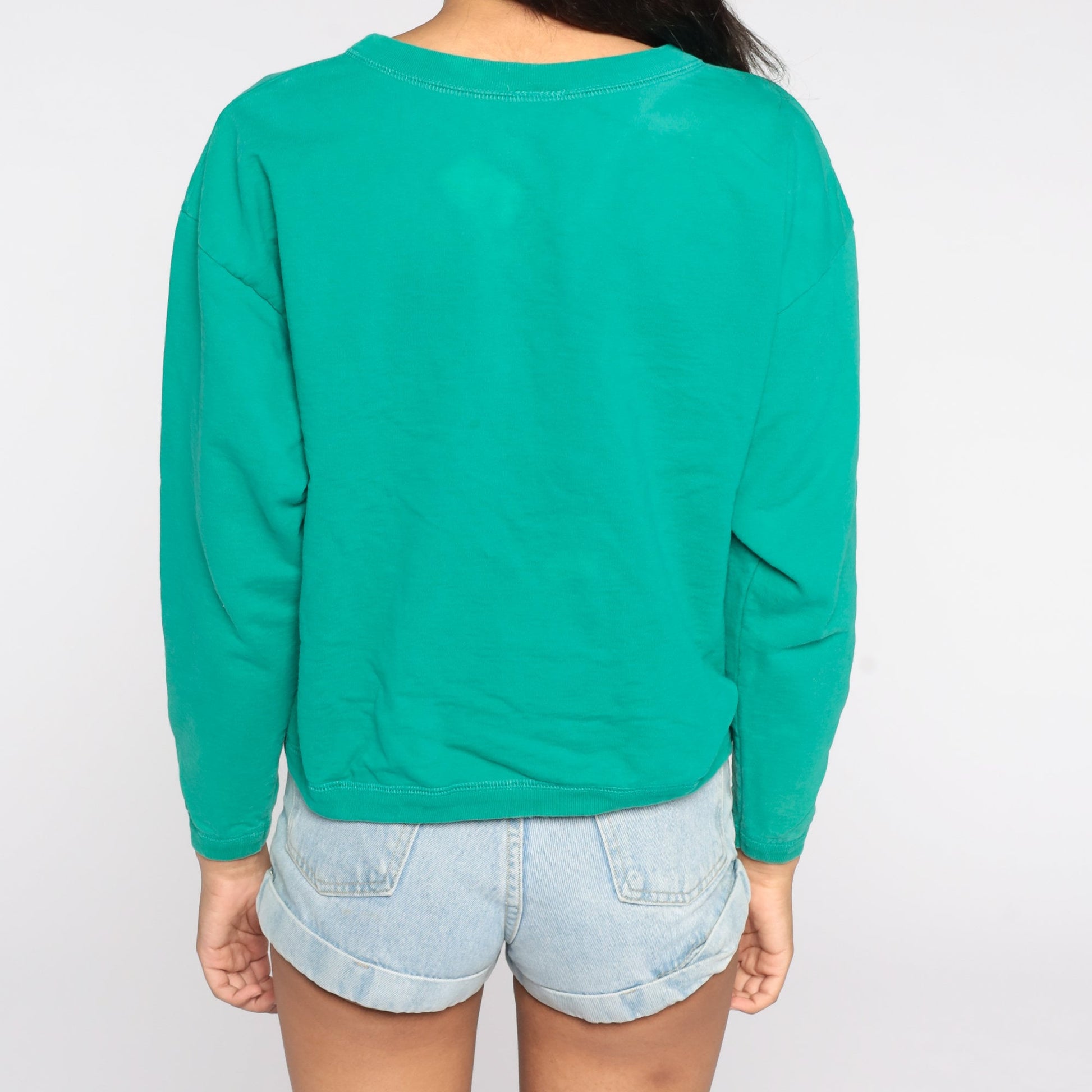 80s Green Button-Up Cardigan Sweatshirt Cotton Blend Large