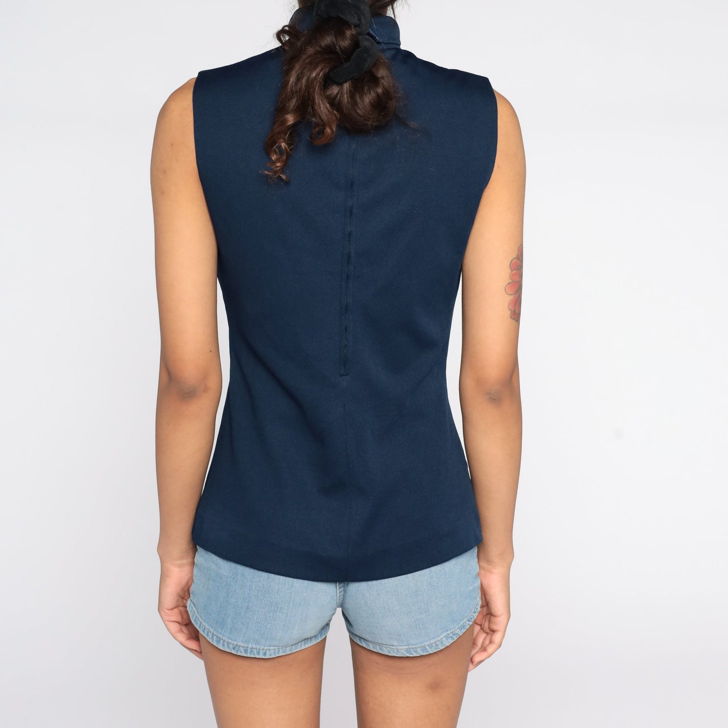 70s Act III Navy Mock Neck Sleeveless Tank Top Small Medium