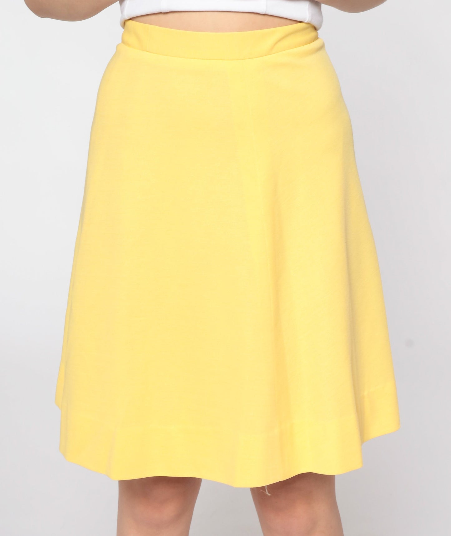 70s Yellow A-Line Mini Skirt High Waisted Rear Zip Extra Small