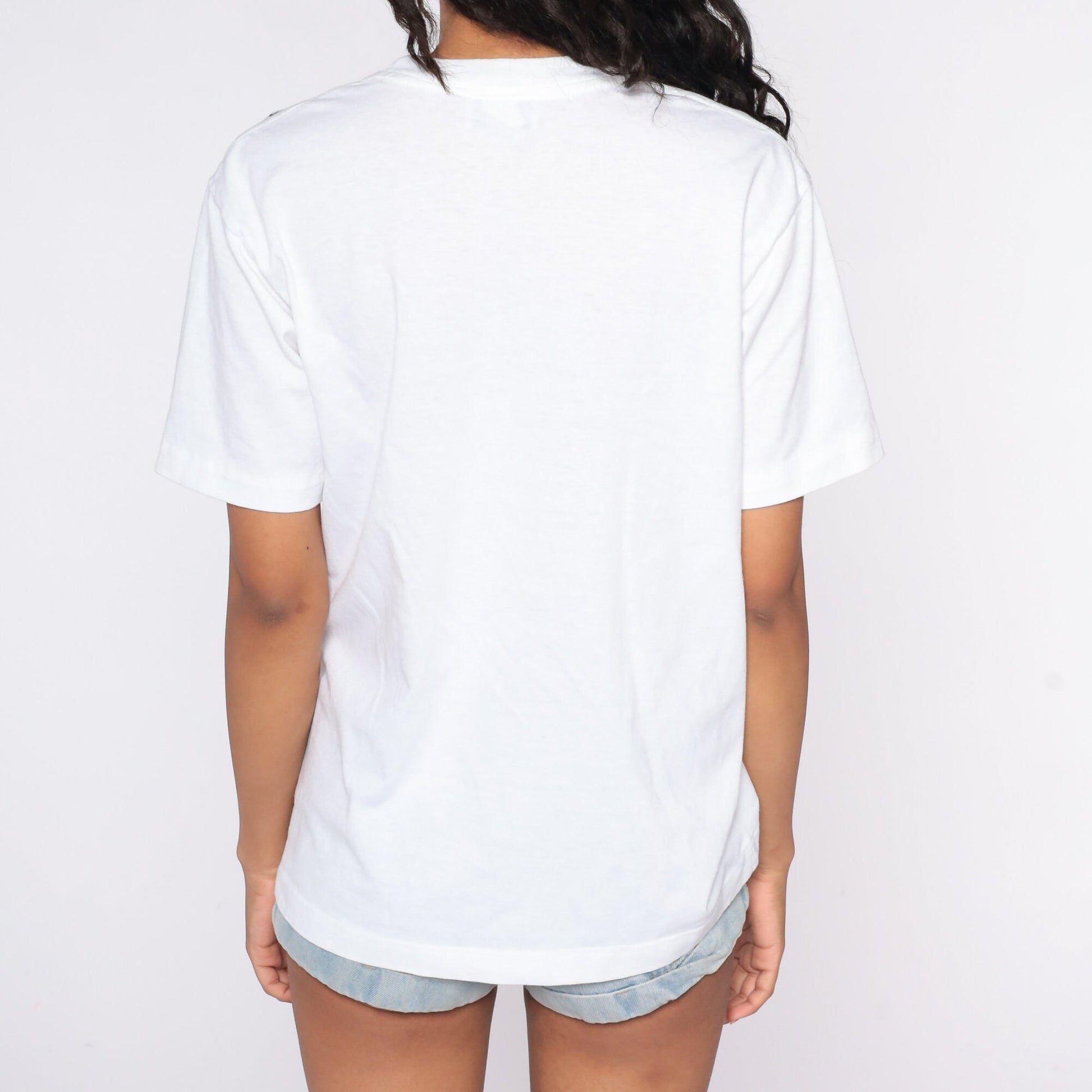 90s Geometric Glitter T-Shirt White Gold Paint Graphic Tee Medium