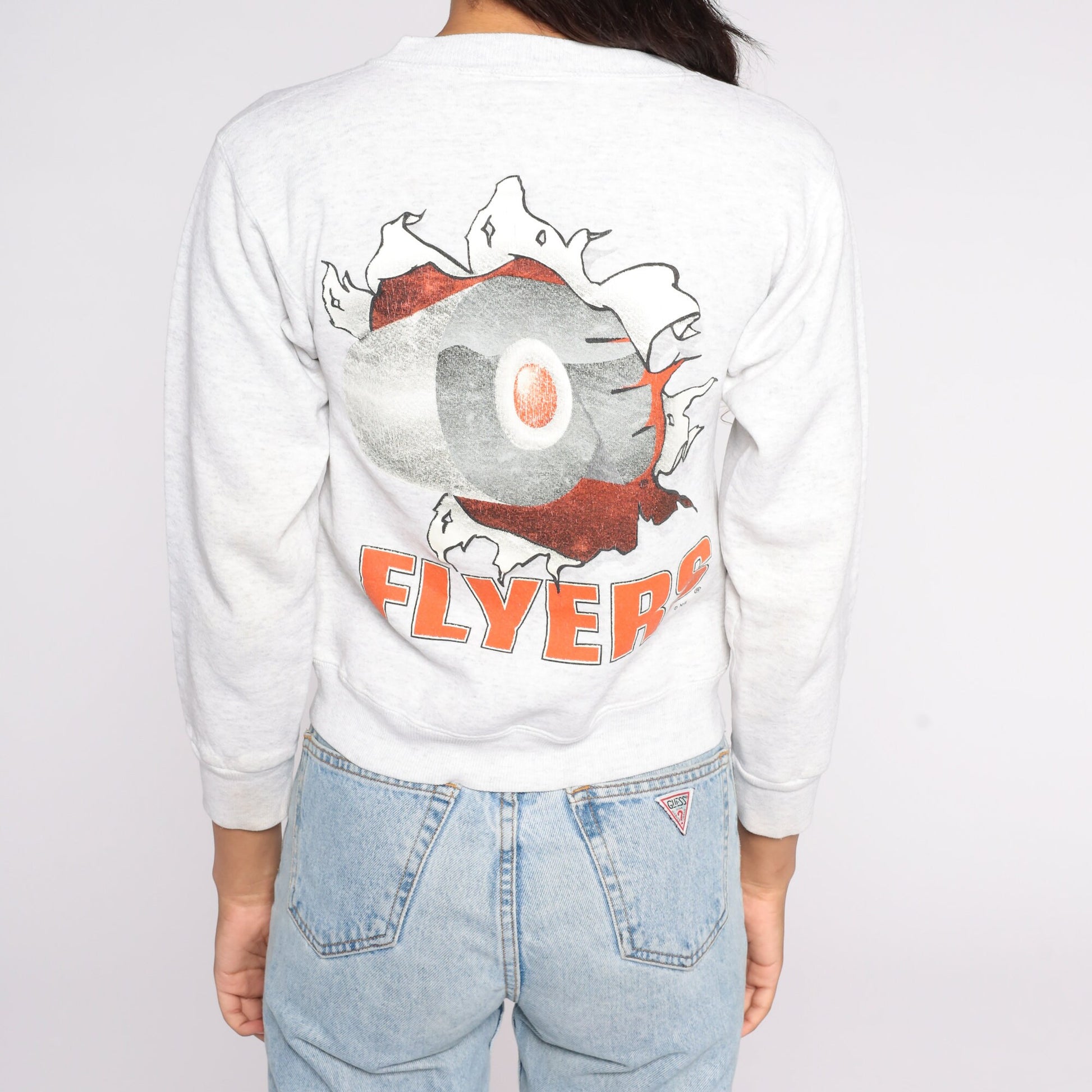 80s Philadelphia Flyers NHL Hockey Sweatshirt Nutmeg Graphic Pullover Extra Small