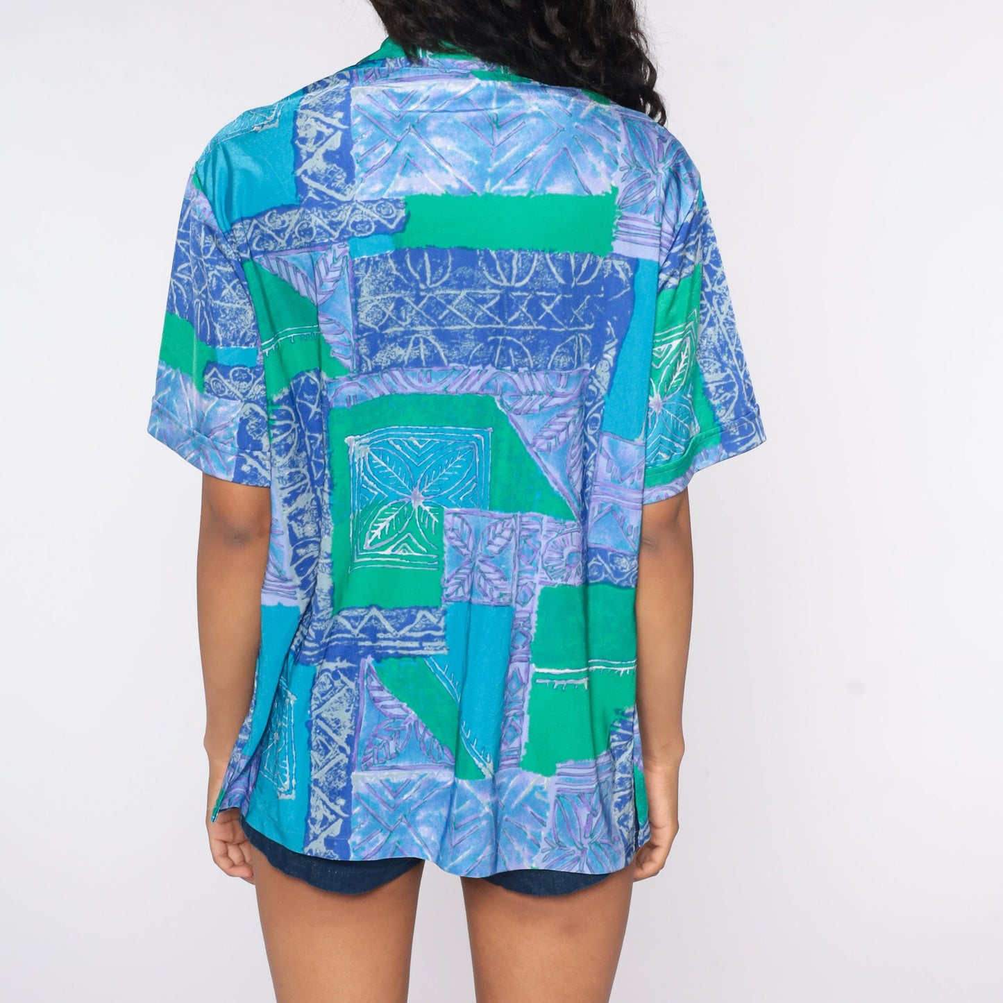 70s Liberty House Geometric Dagger Collar Shirt Blue Psychedelic Extra Large