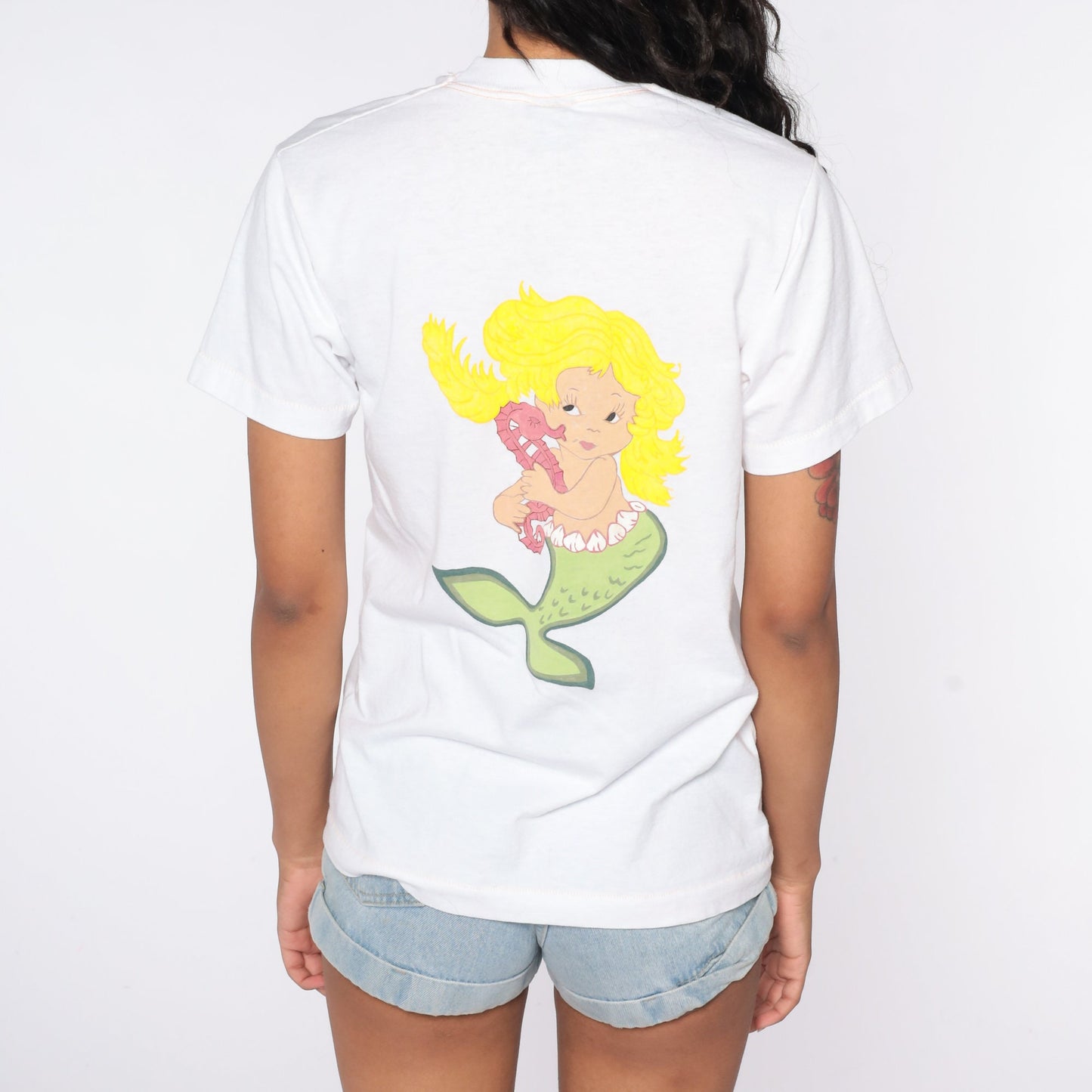 80s Screen Stars Mermaid Graphic T-Shirt Cotton Single Stitch Small