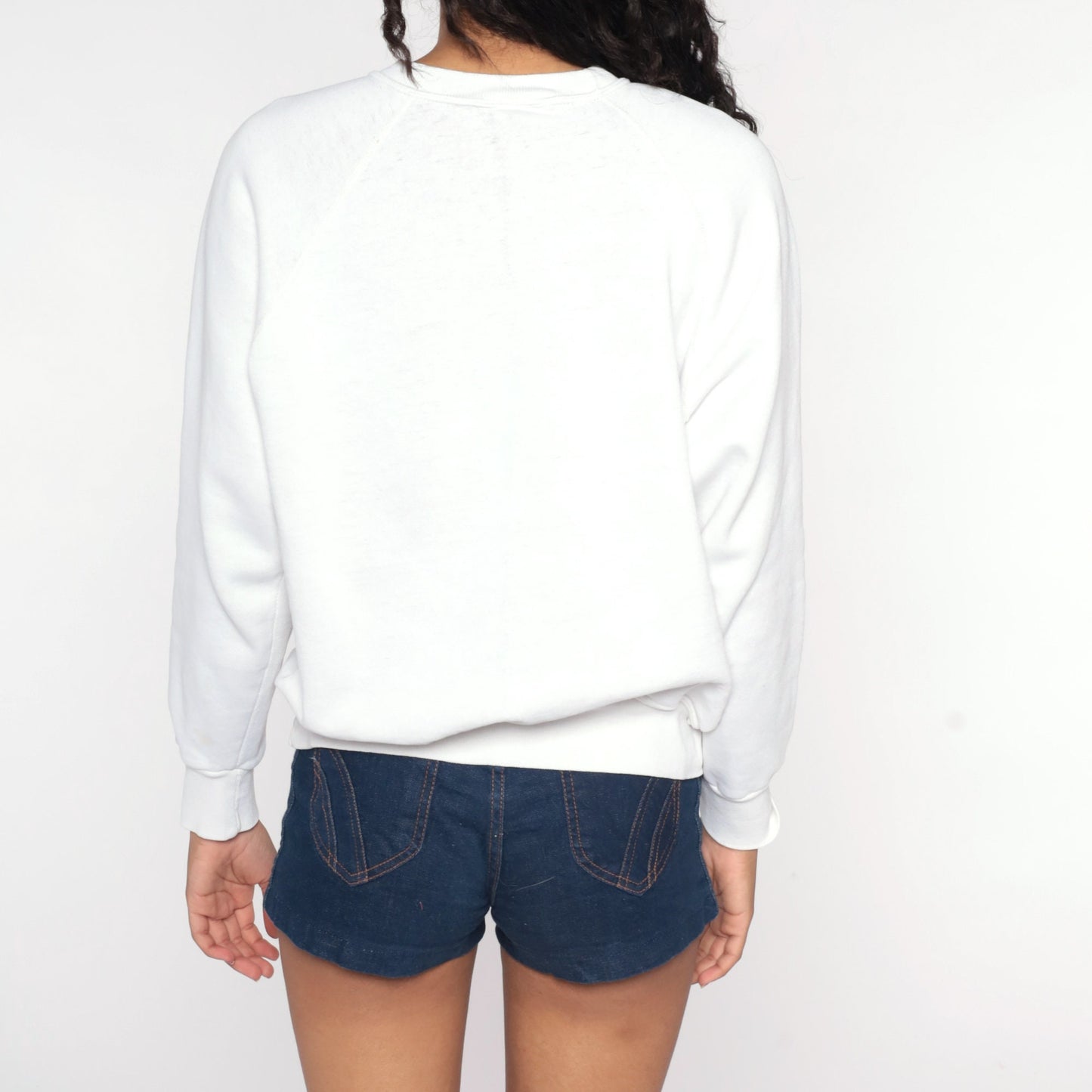 80s State U Football Sweatshirt White Graphic Crewneck Pullover Large
