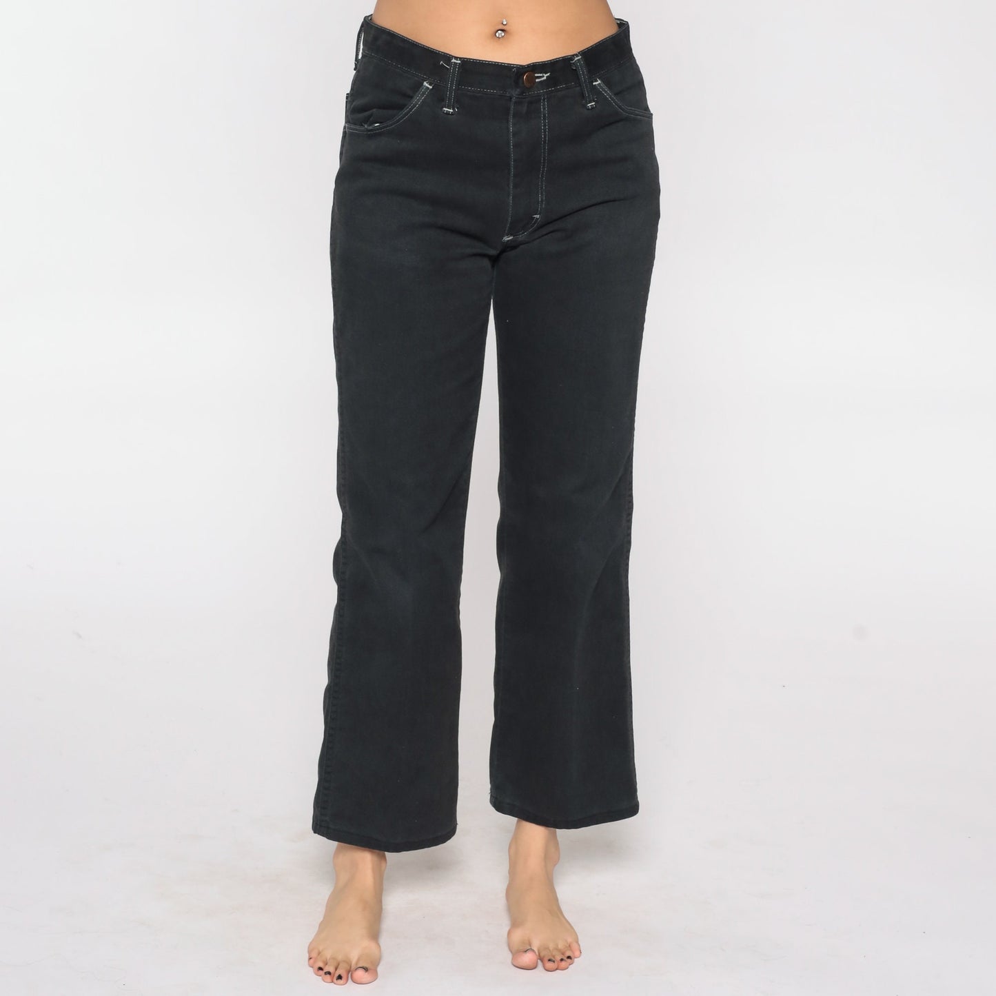 80s Maverick Black Denim High Waisted Straight Leg Jeans Medium