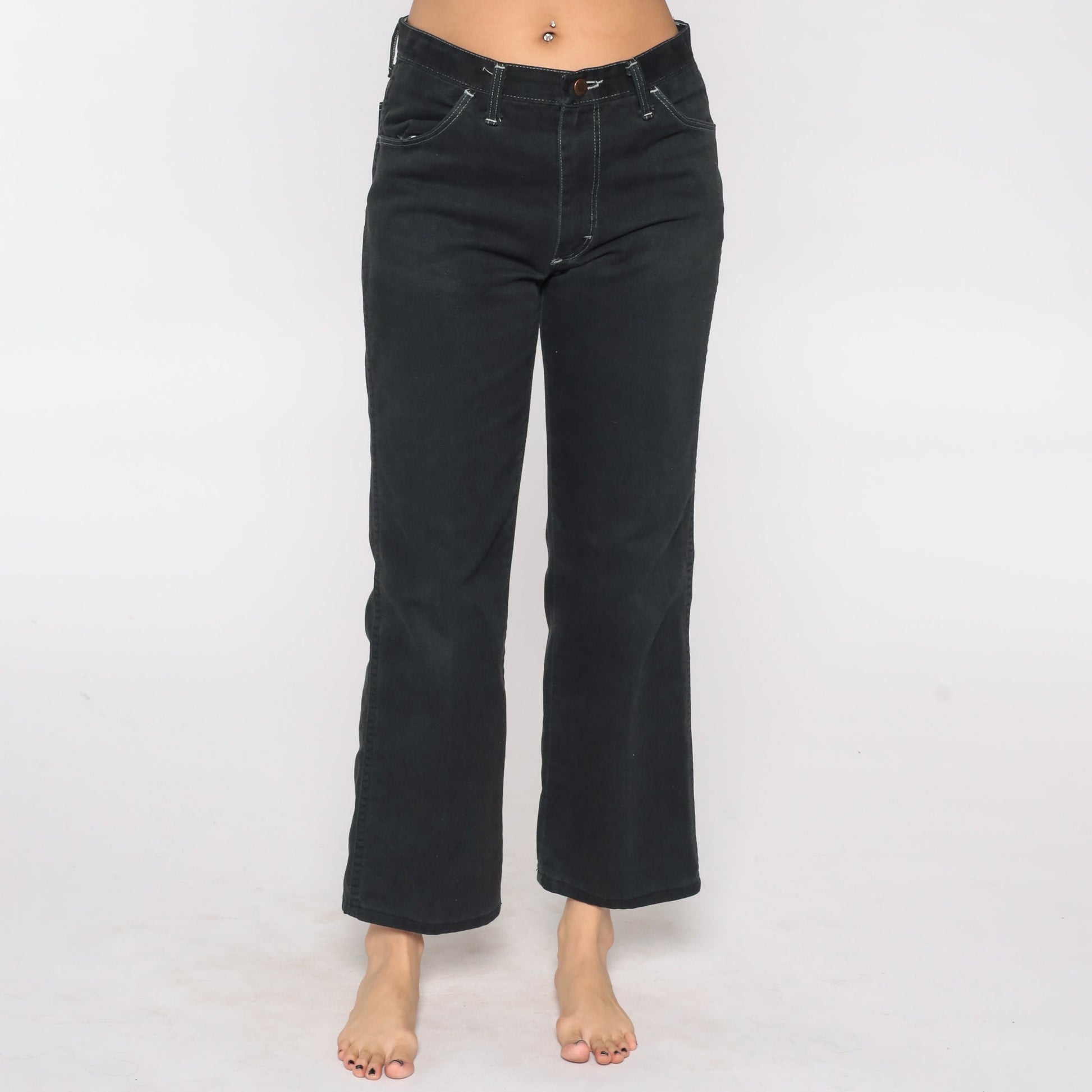 80s Maverick Black Denim High Waisted Straight Leg Jeans Medium