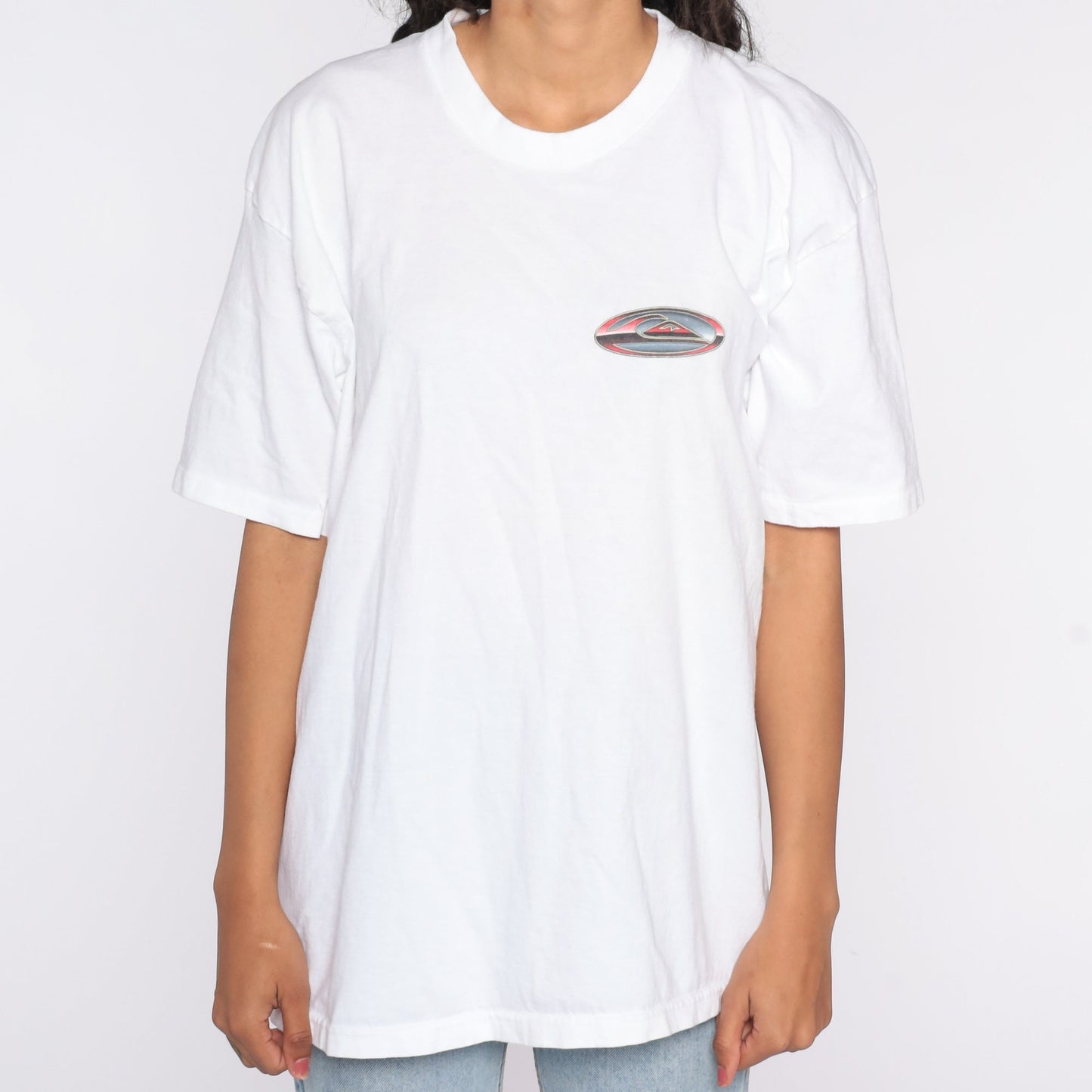 90s Quiksilver Logo T-Shirt White Graphic Surf Tee Large L