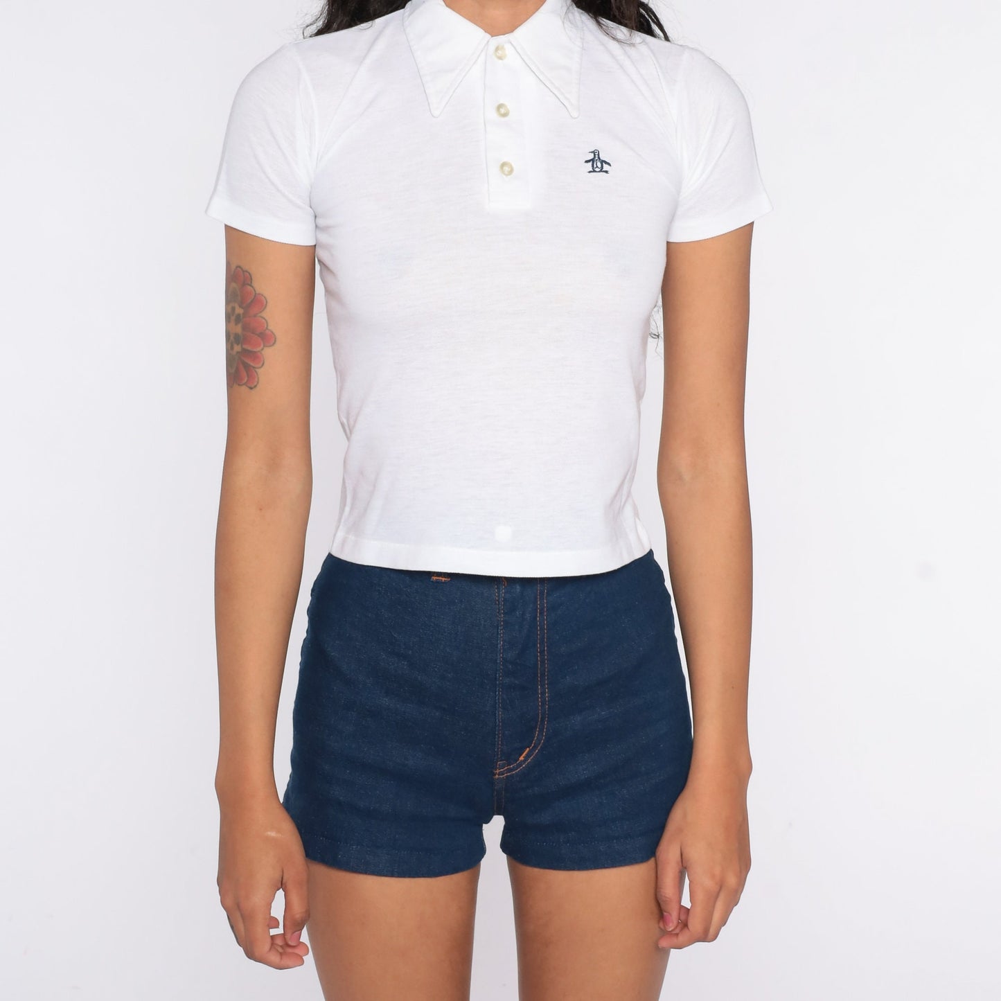 70s Munsingwear Penguin Polo Shirt White Cotton Short Sleeve Extra Small