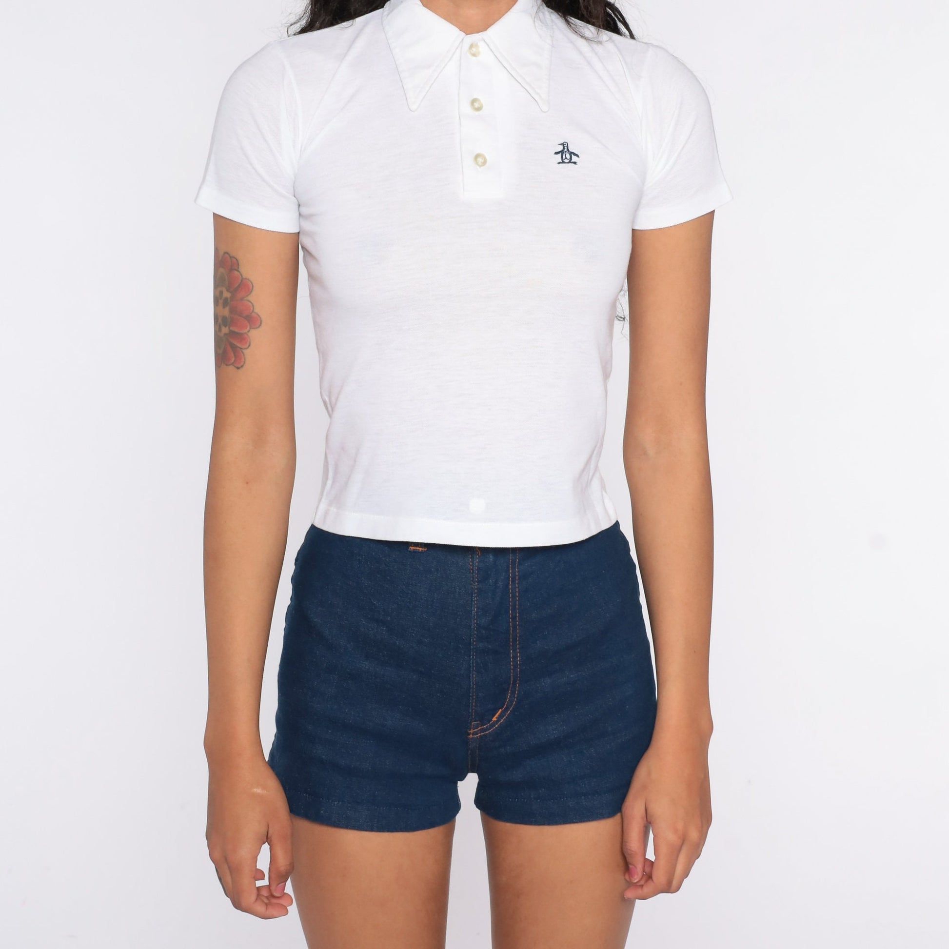 70s Munsingwear Penguin Polo Shirt White Cotton Short Sleeve Extra Small