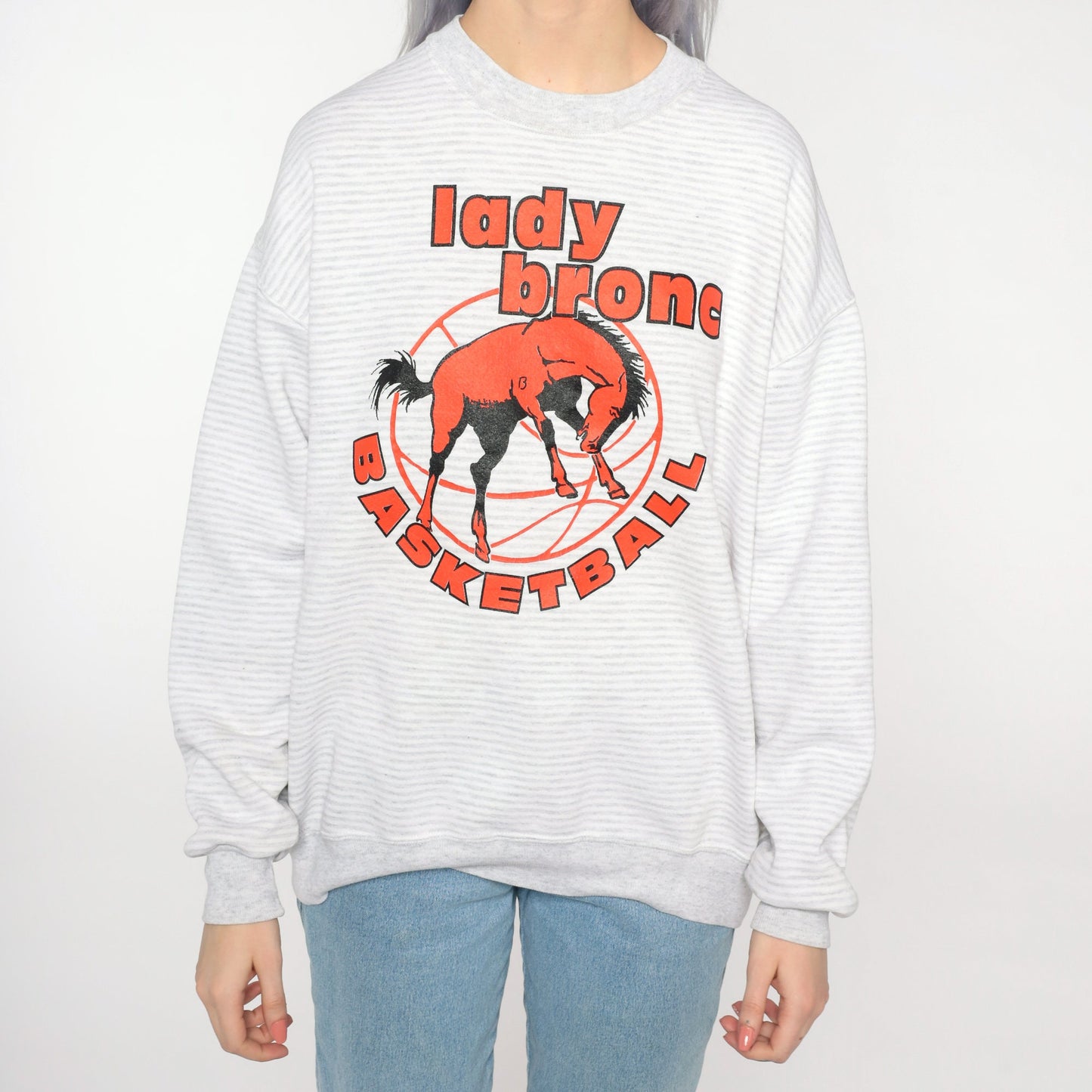 90s Lady Bronc Basketball Sweatshirt Jerzees Graphic Pullover Large L