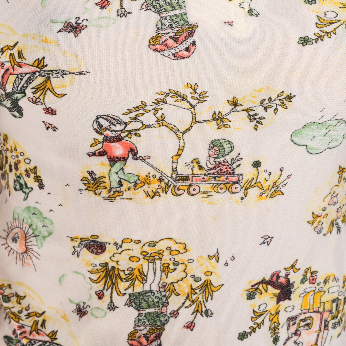 70s Children's Novelty Print Button-Up Shirt Short Sleeve Blouse XXS