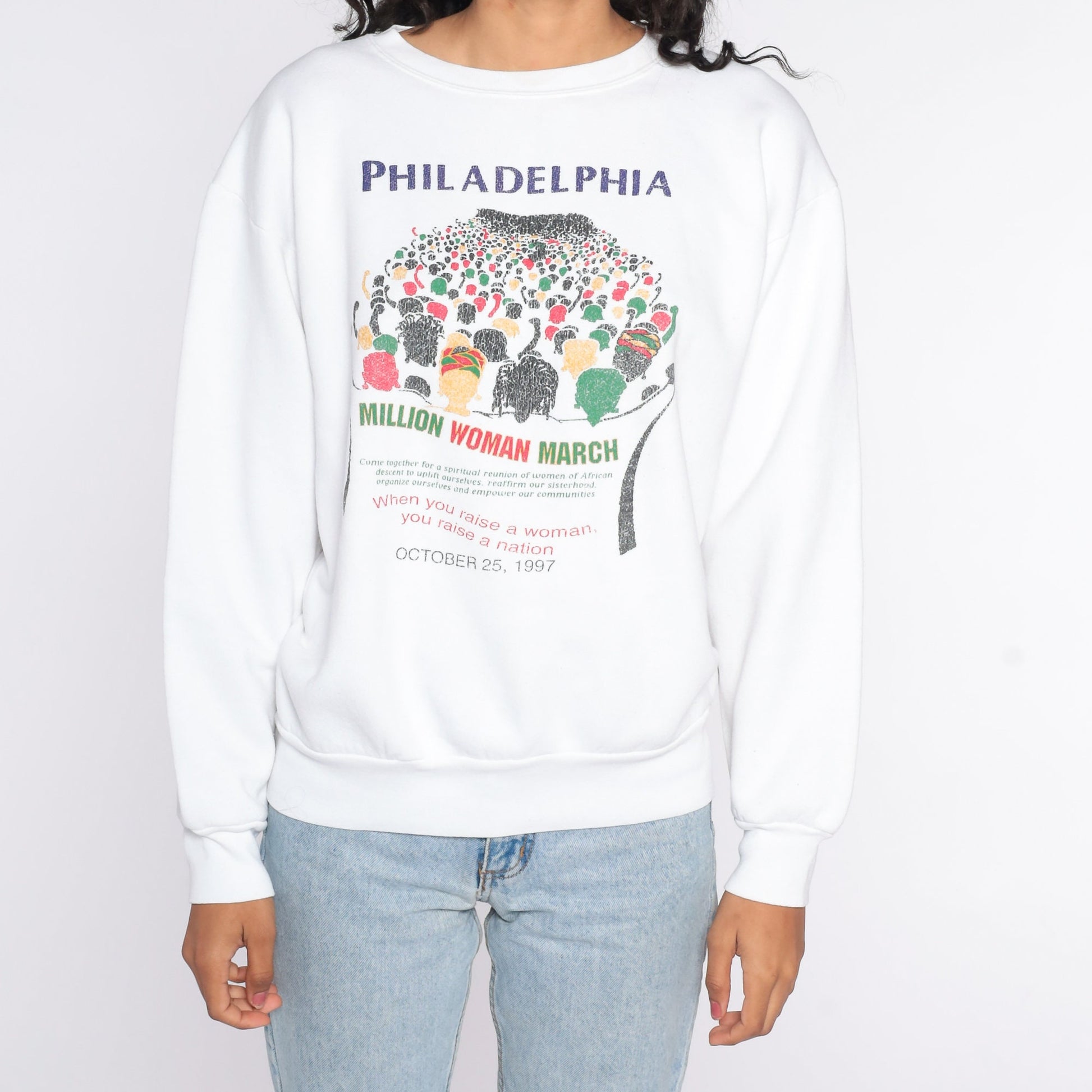 1997 Million Woman March Sweatshirt Philadelphia Graphic Crewneck Large