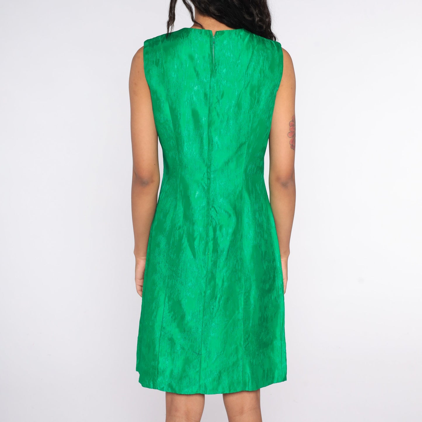 1960s Carol Craig Green Sheath Mini Dress Sleeveless Small
