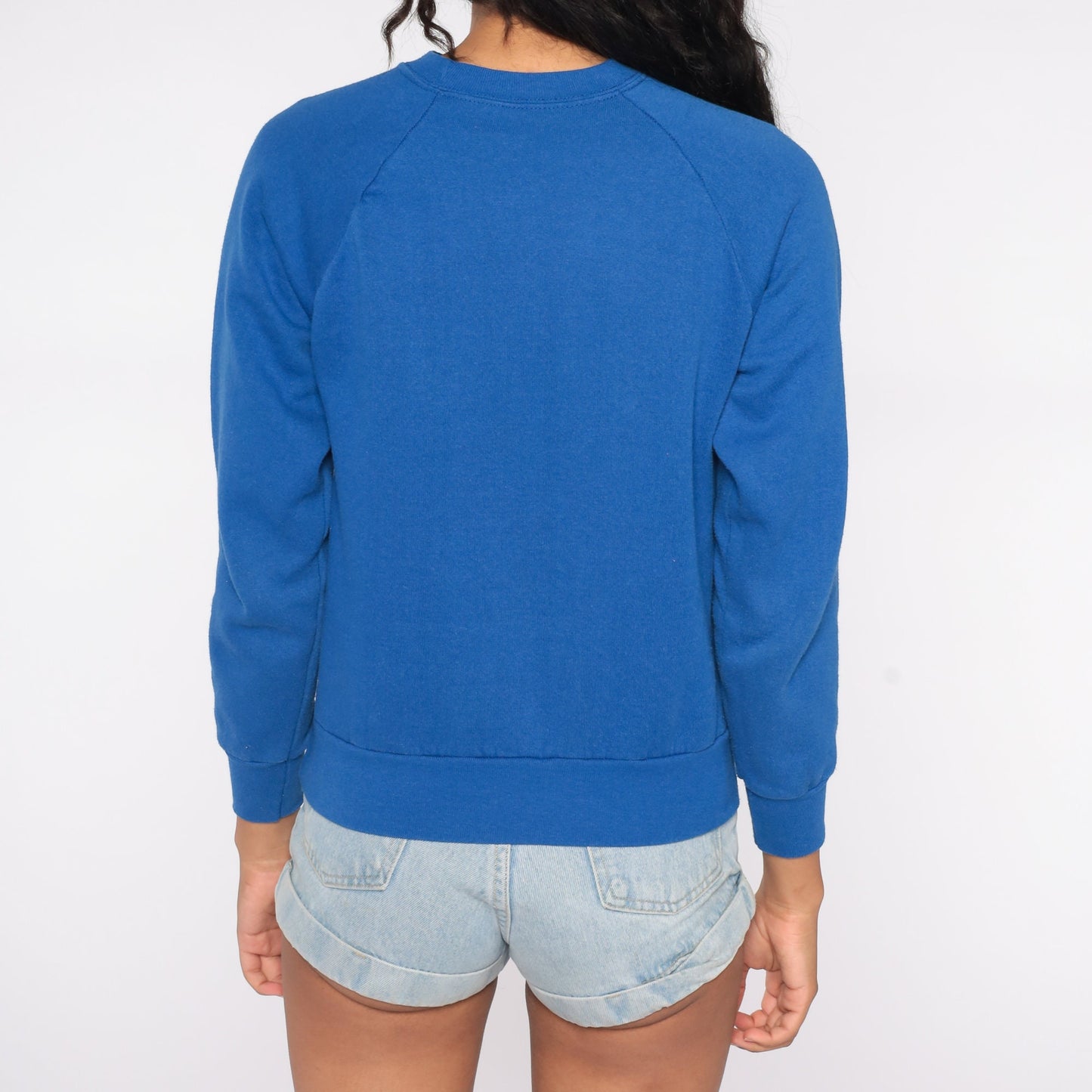 80s Hollywood High Sweatshirt Royal Blue Graphic Raglan Pullover Small