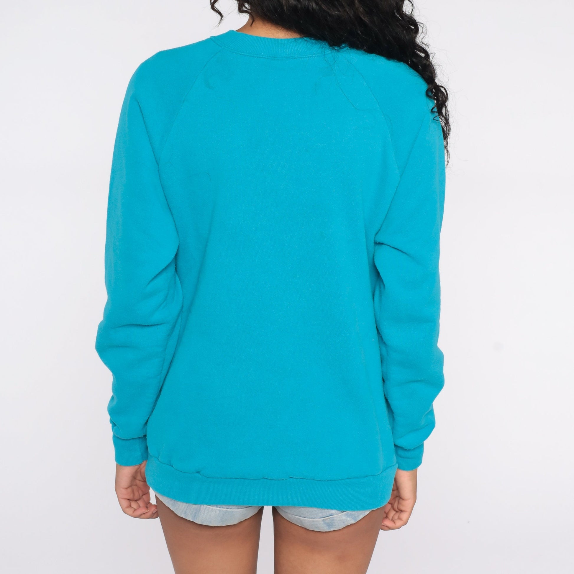 80s Utah Elk Graphic Raglan Sweatshirt Blue Jerzees Medium Large