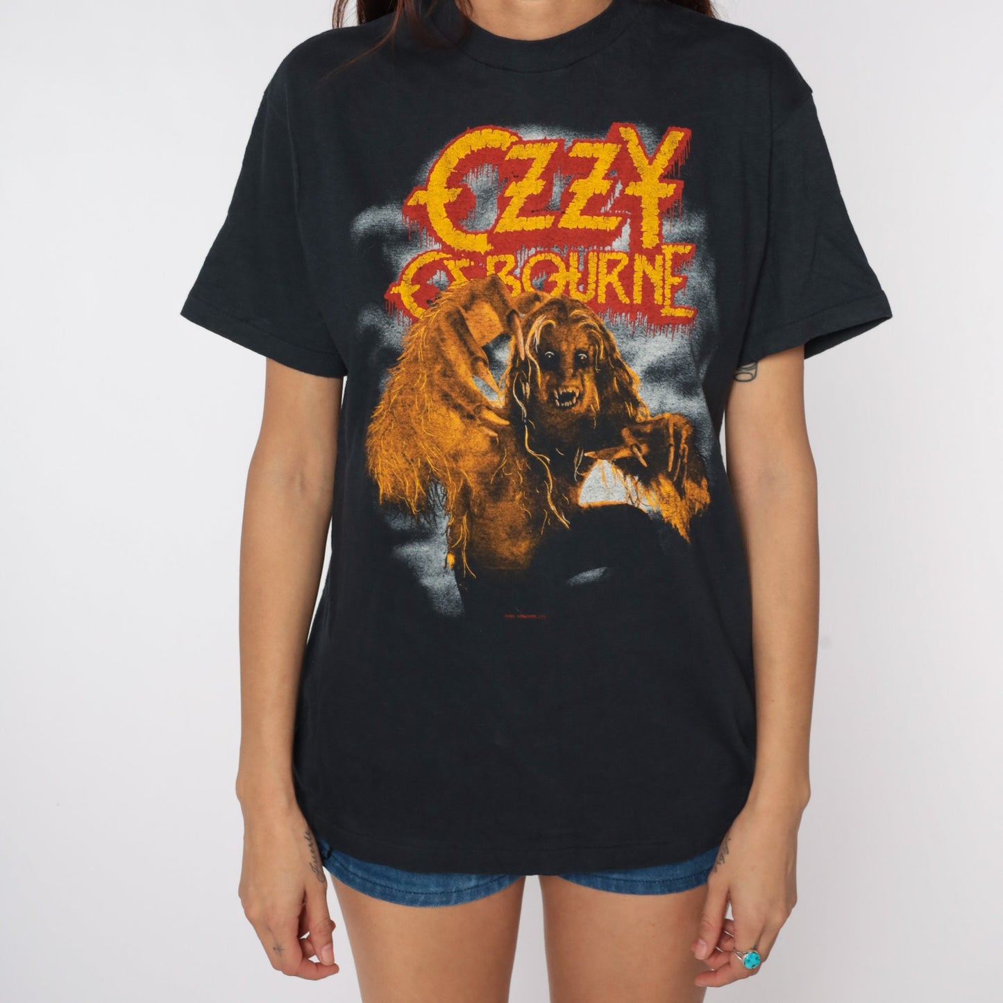 1983 Ozzy Osbourne Bark At The Moon Tour T-Shirt Black Cotton Medium